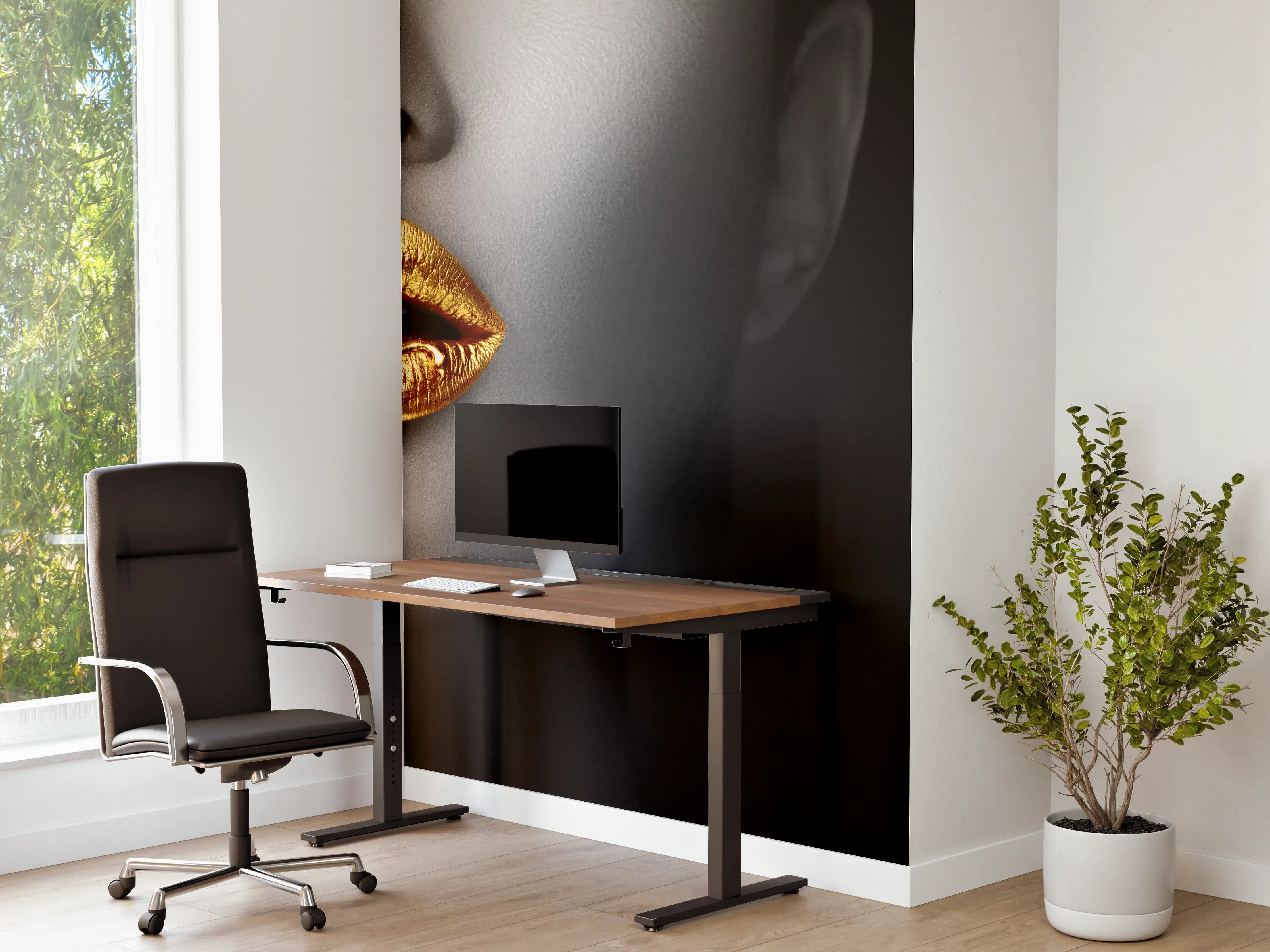 Büro Wandgestaltung - Goldene Lippen Liquid Art