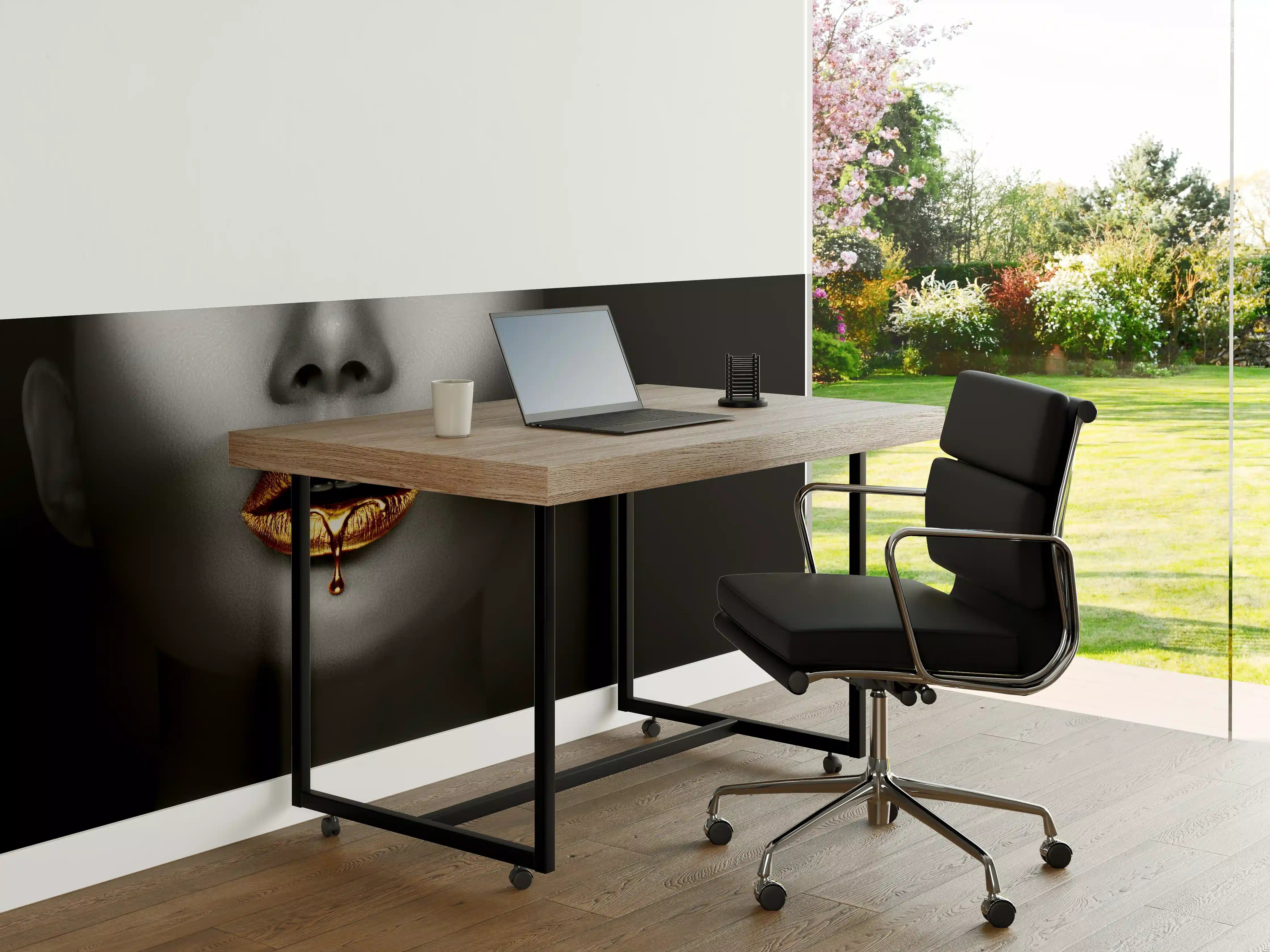 Büro Wandgestaltung - Goldene Lippen Liquid Art