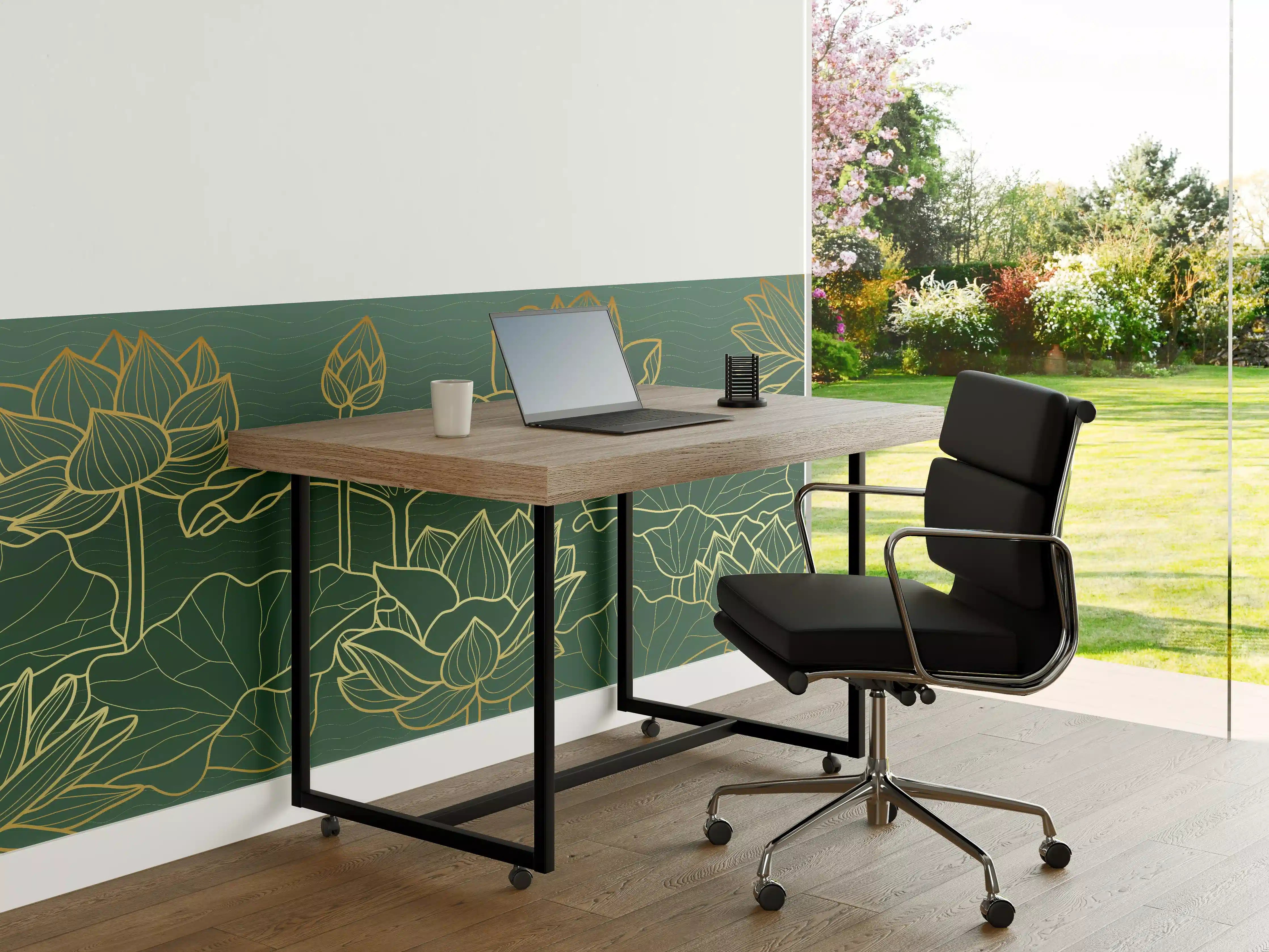 Büro Wandgestaltung - Goldene Lotusblumen Kunstwerk