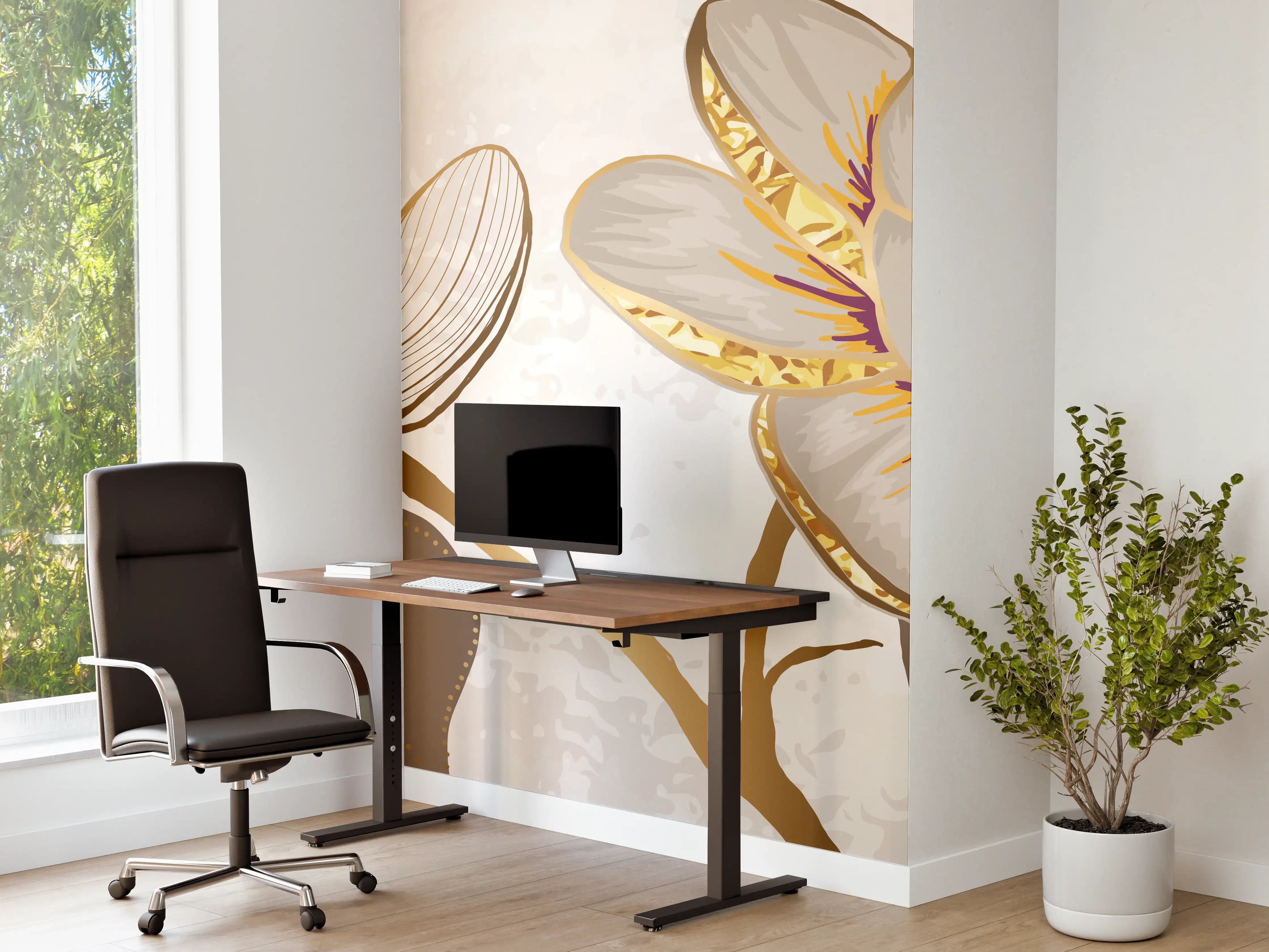 Büro Wandgestaltung - Goldene Magnolien Kunst-Design