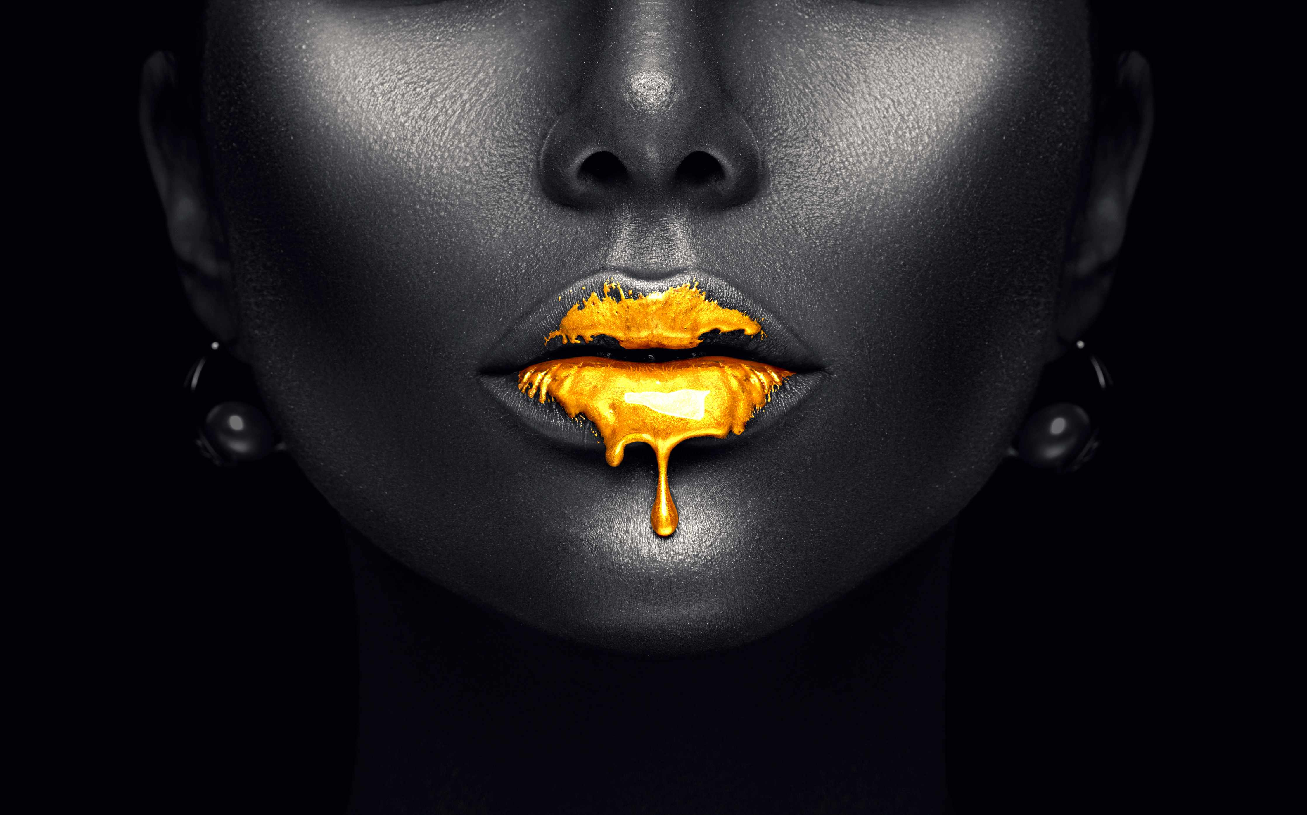 Büro Wandgestaltung-Goldene Make-up Lippen