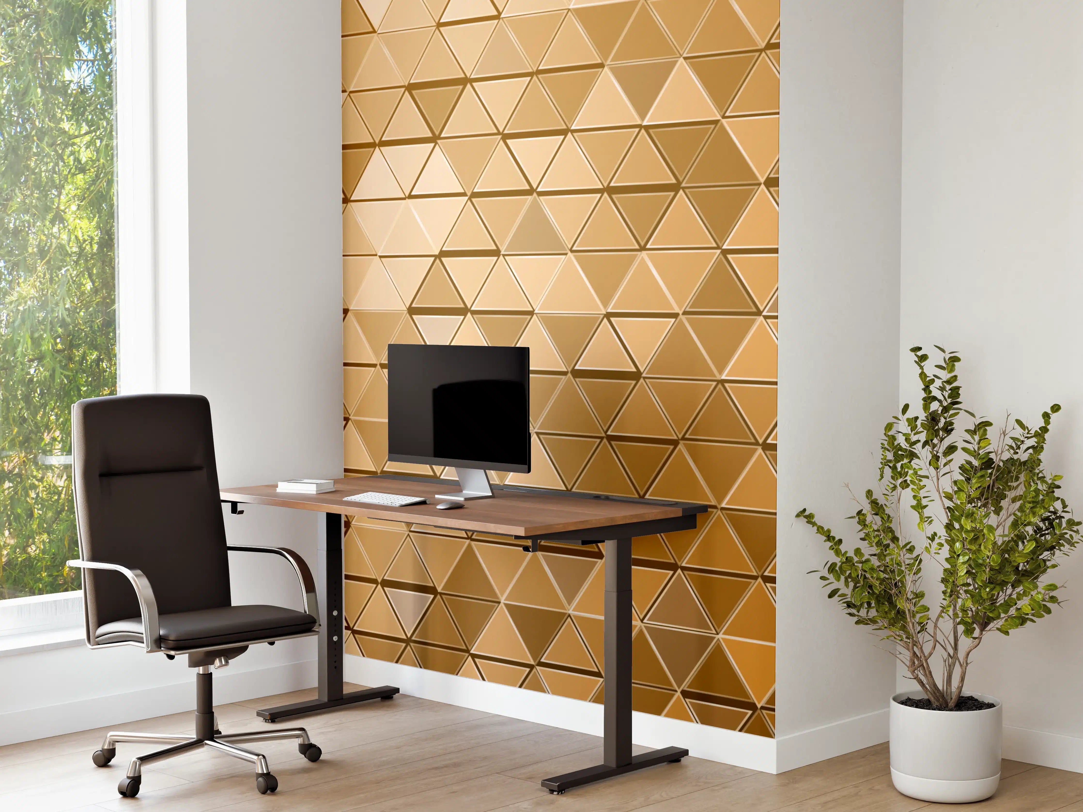Büro Wandgestaltung - Goldene Metall-Mosaikstruktur