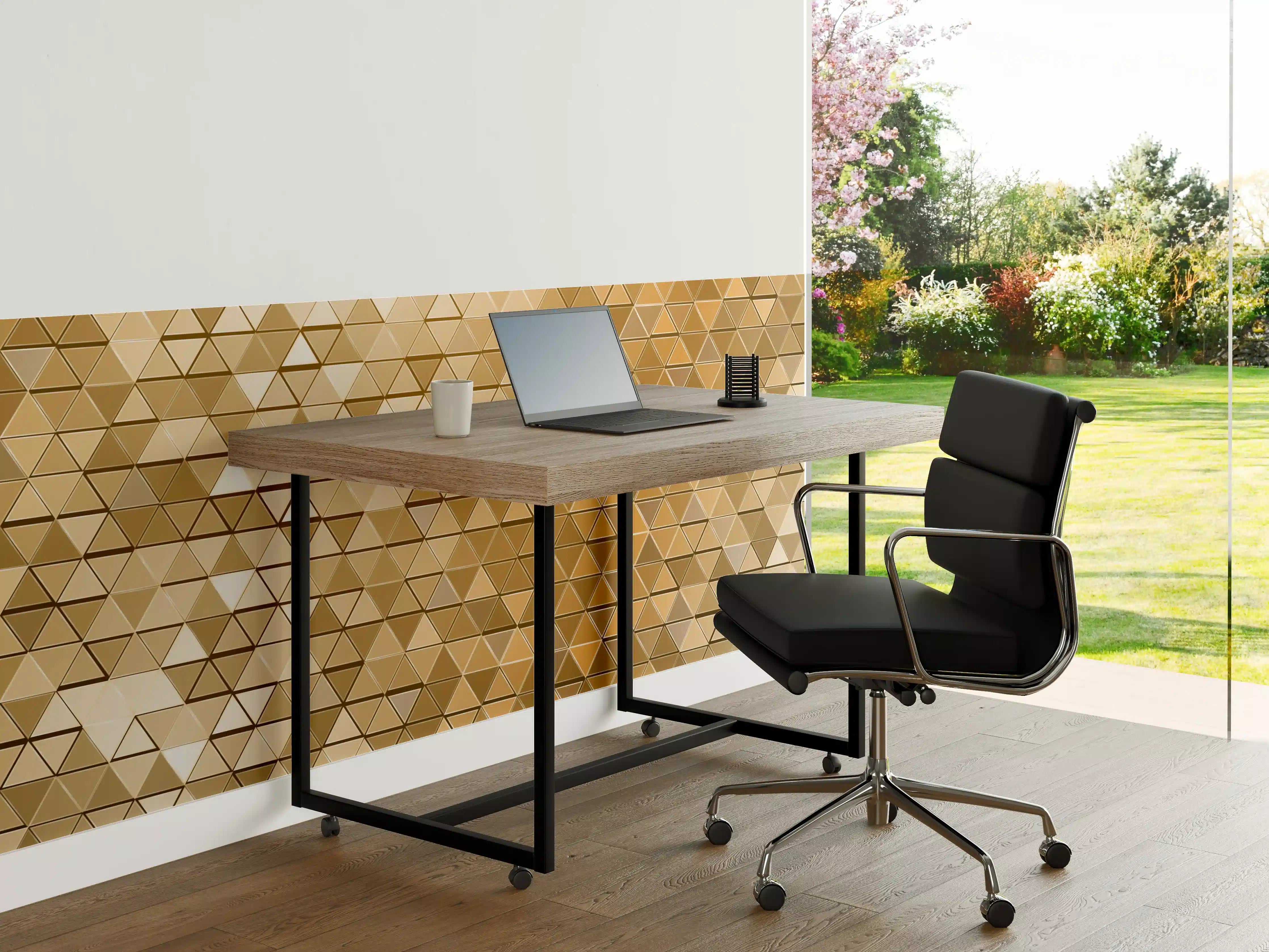 Büro Wandgestaltung - Goldene Metall-Mosaikstruktur