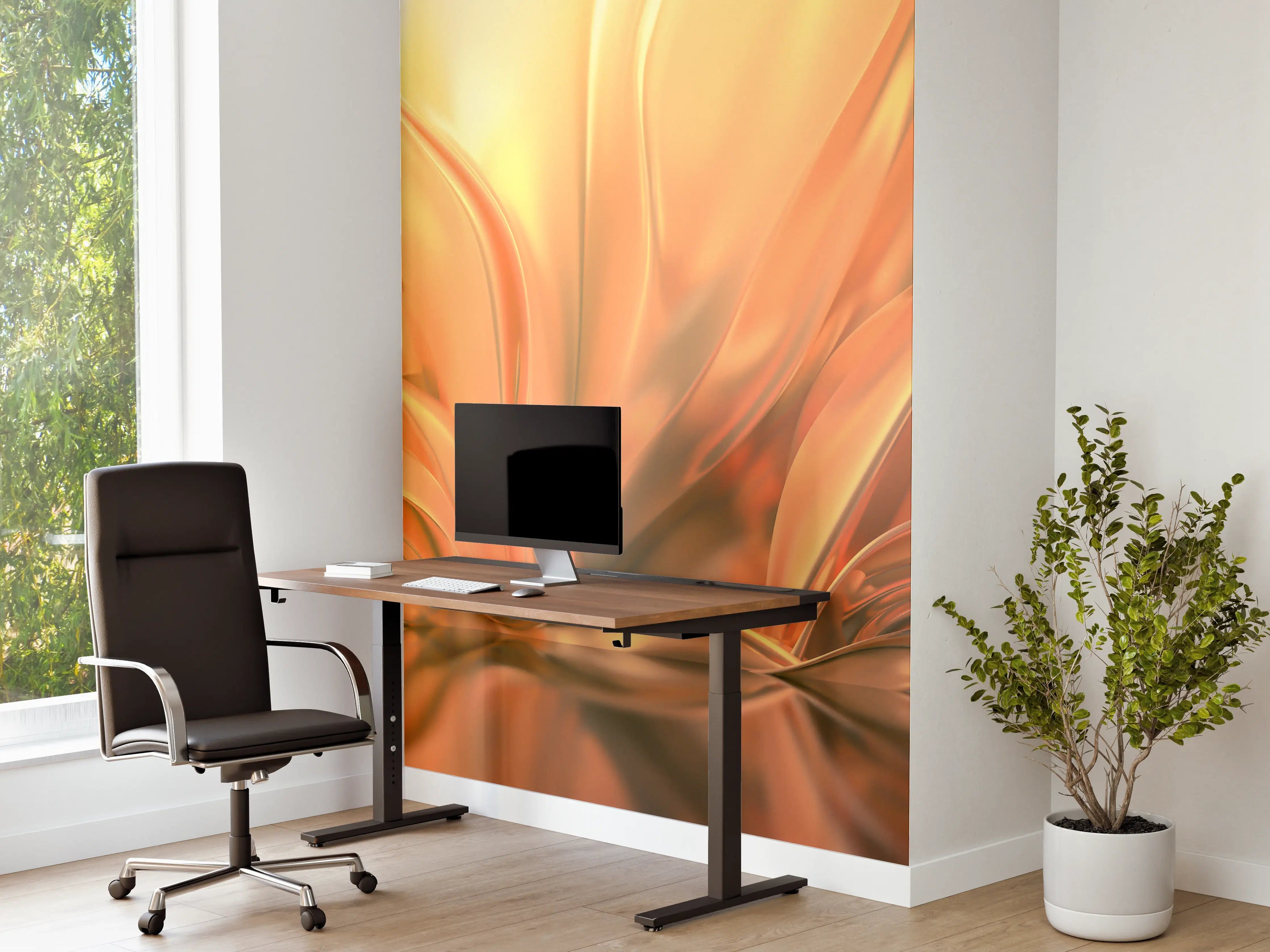Büro Wandgestaltung - Goldene Metall-Textur mit warmen Tönen