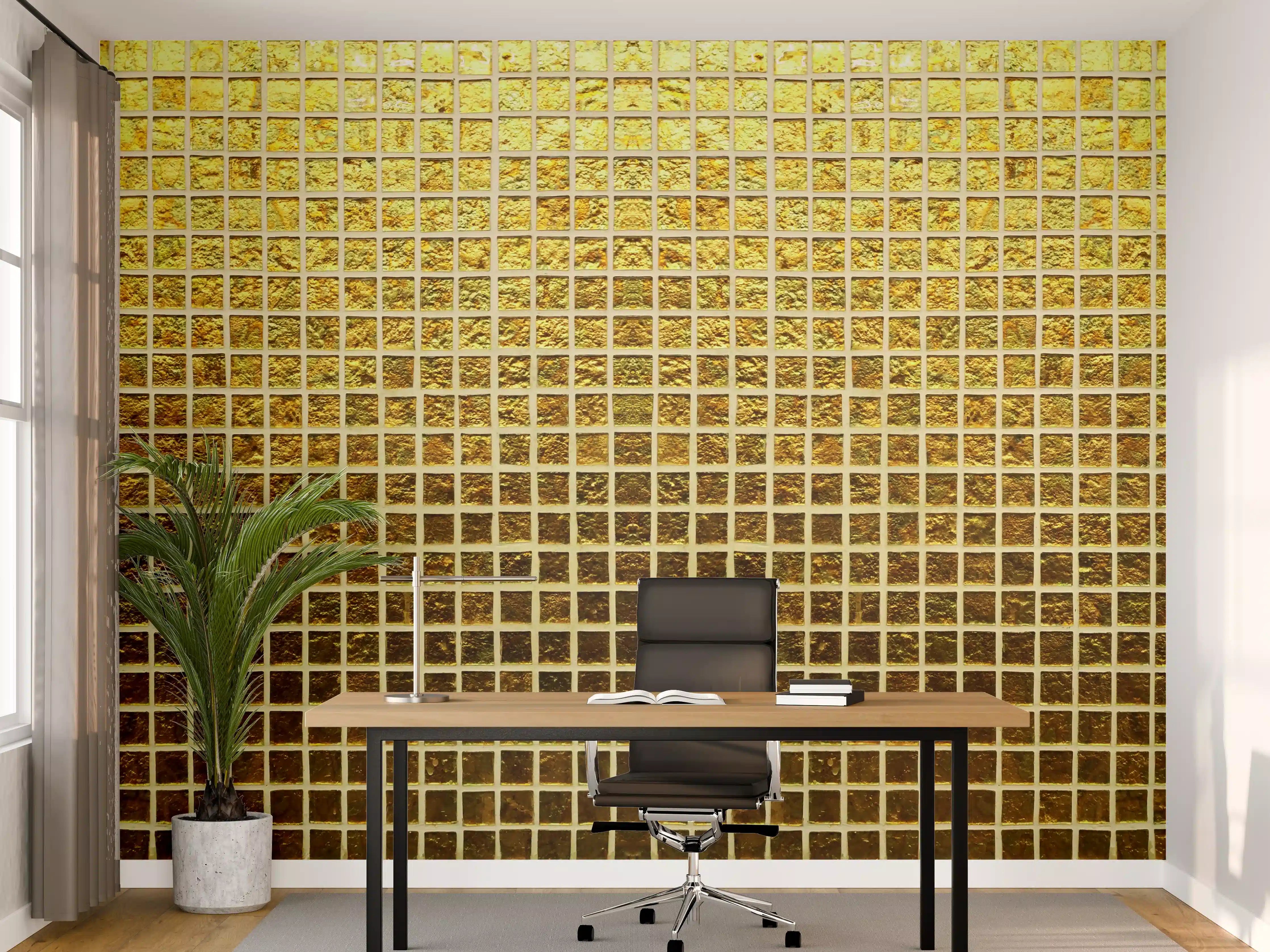 Büro Wandgestaltung - Goldene Mosaik-Textur mit leuchtenden Farben