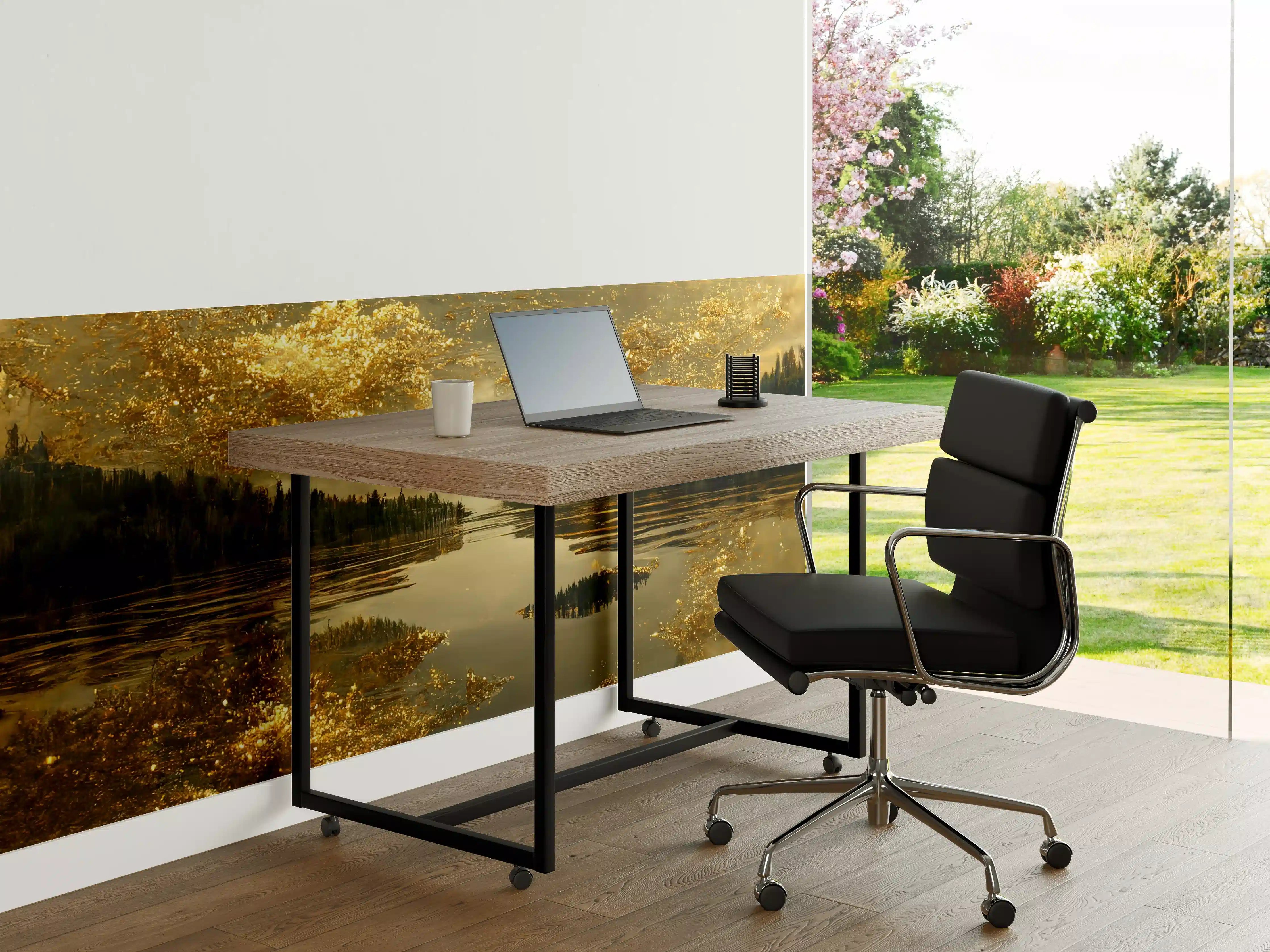 Büro Wandgestaltung - Goldene Naturreflection mit dramatischem Himmel