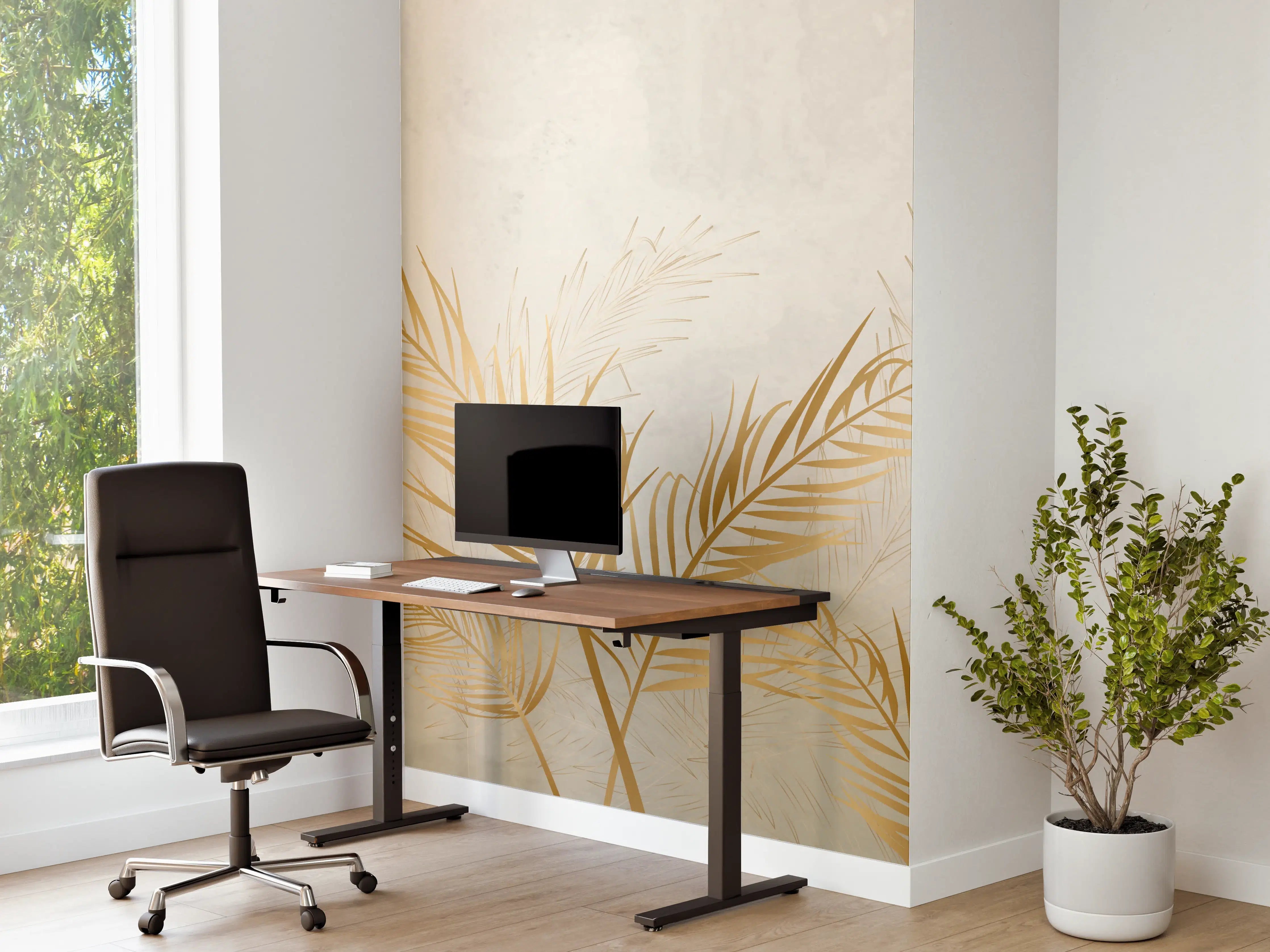 Büro Wandgestaltung - Goldene Palmwedel Deko