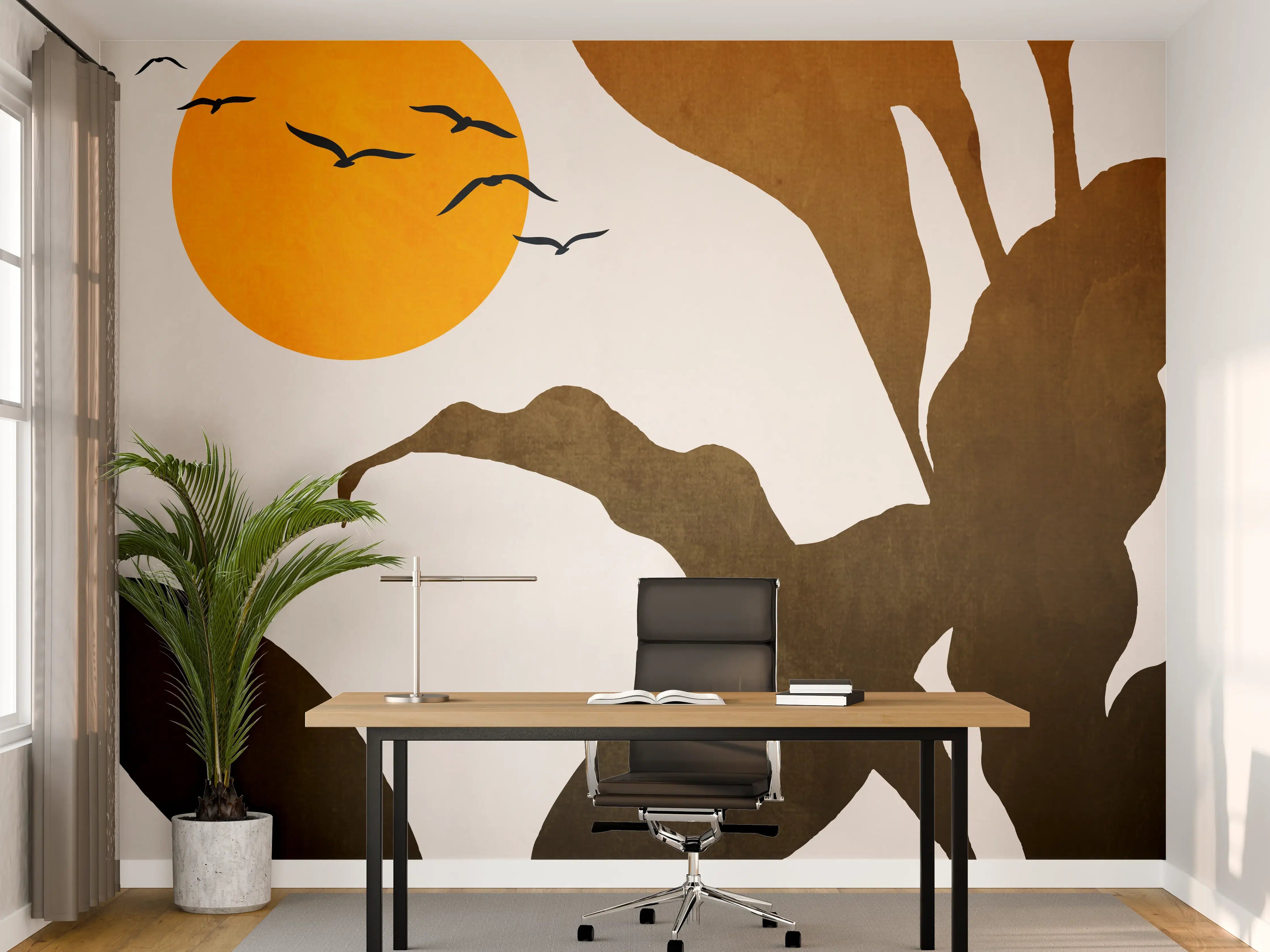 Büro Wandgestaltung - Goldene Sonne - Grafik