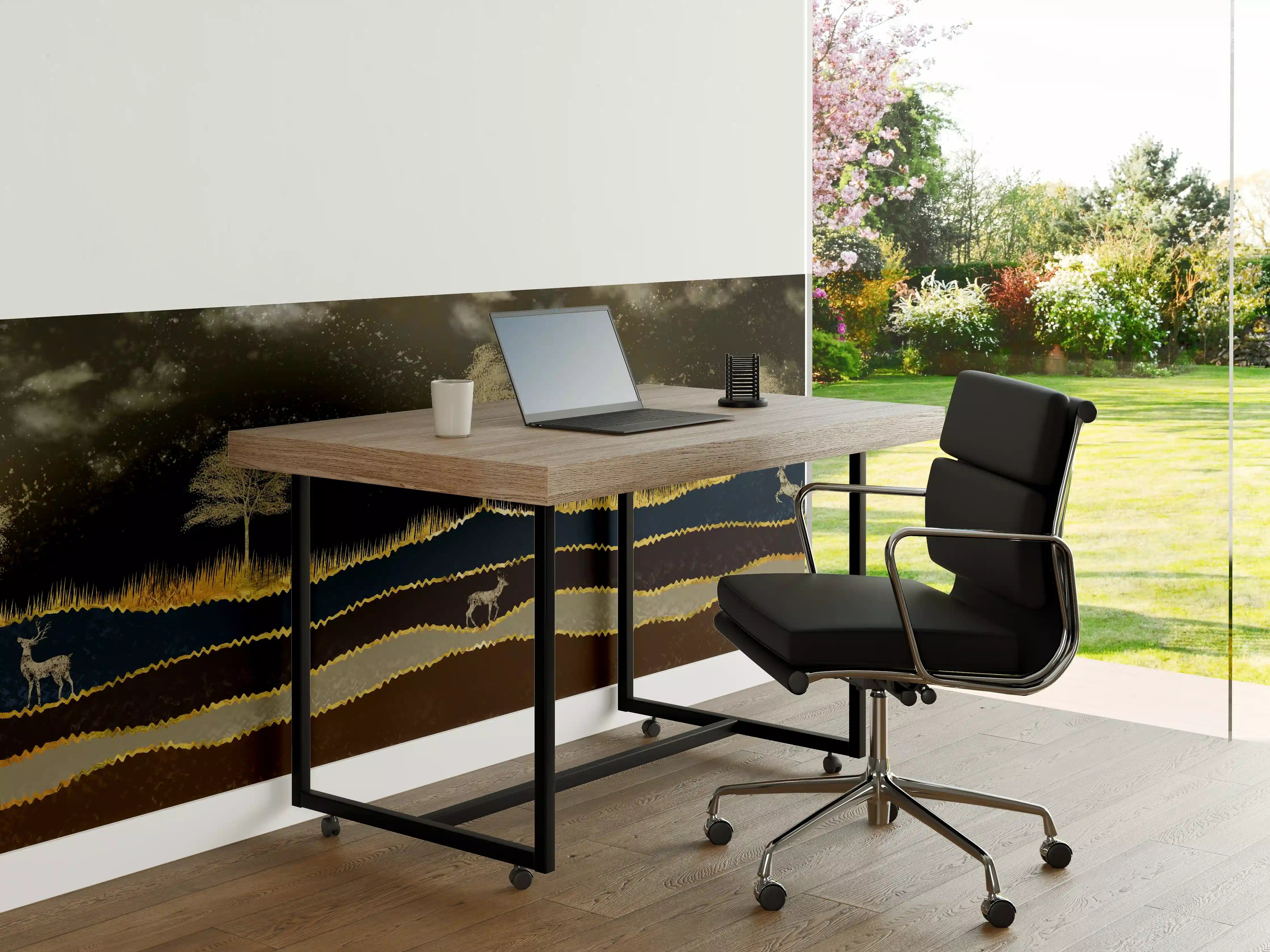 Büro Wandgestaltung - Goldene Sonne Dunkler Wald Hirsch