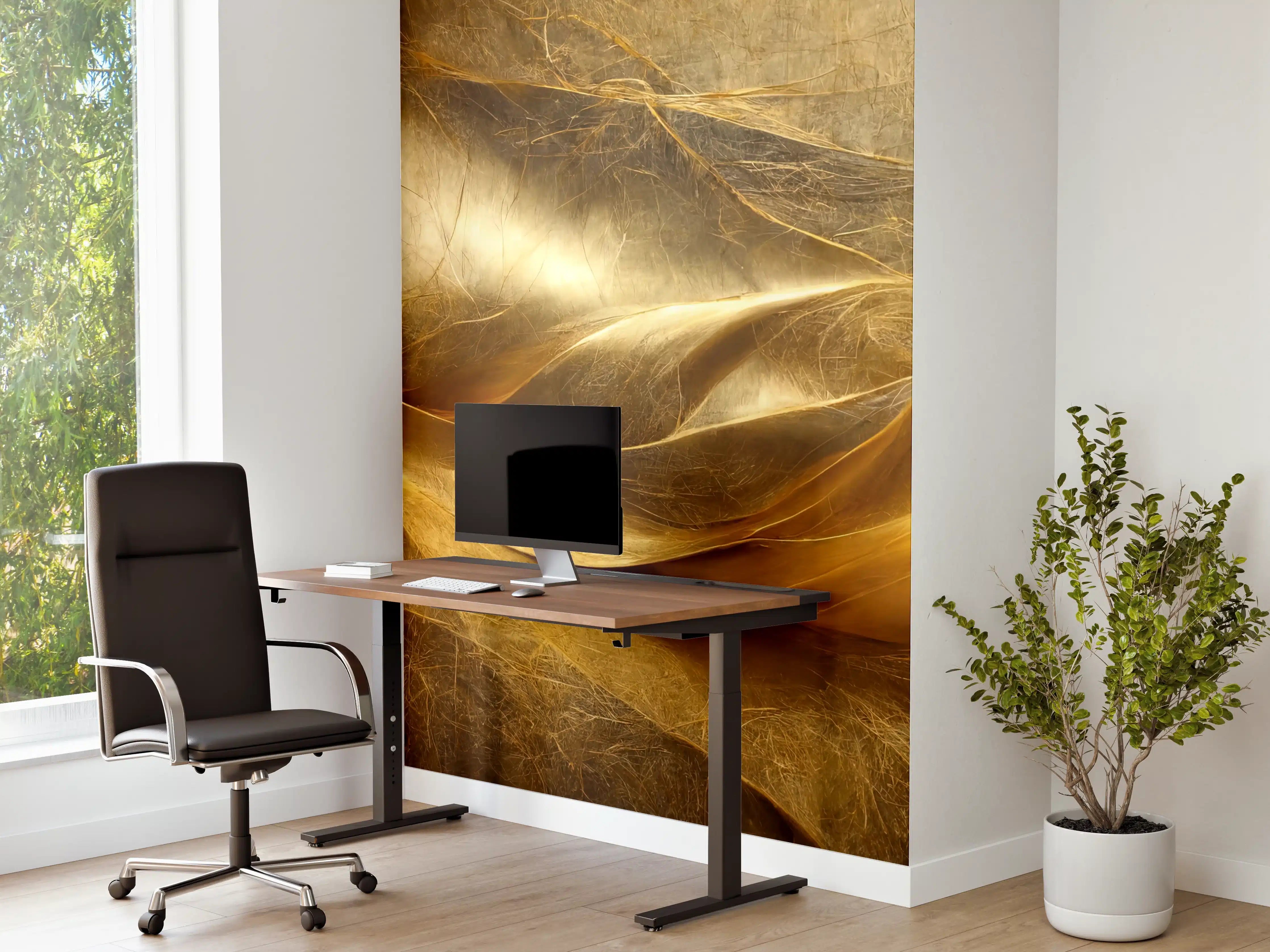 Büro Wandgestaltung - Goldene Textur mit Fließmuster