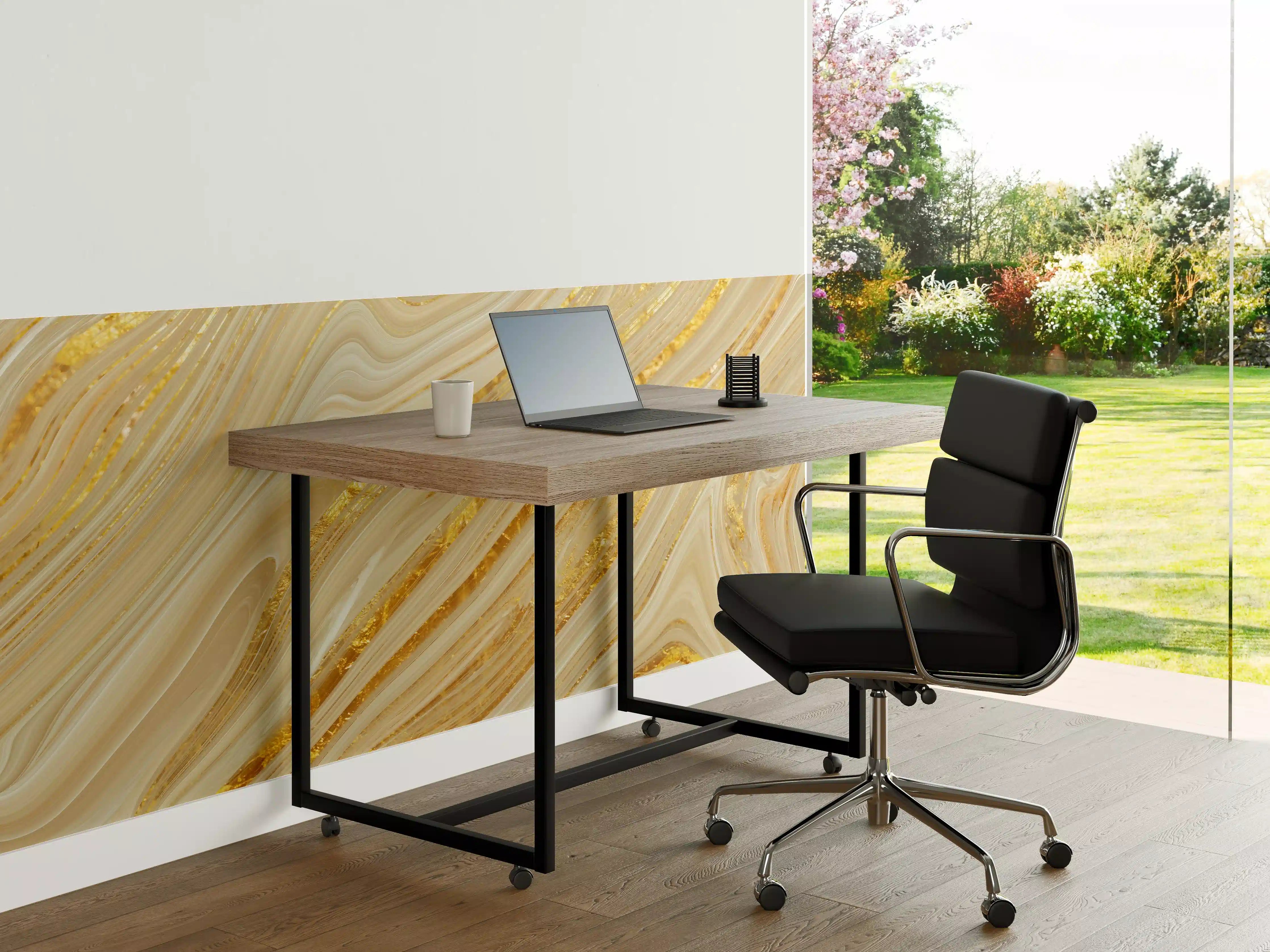 Büro Wandgestaltung - Goldene wellenförmige Marmorierung