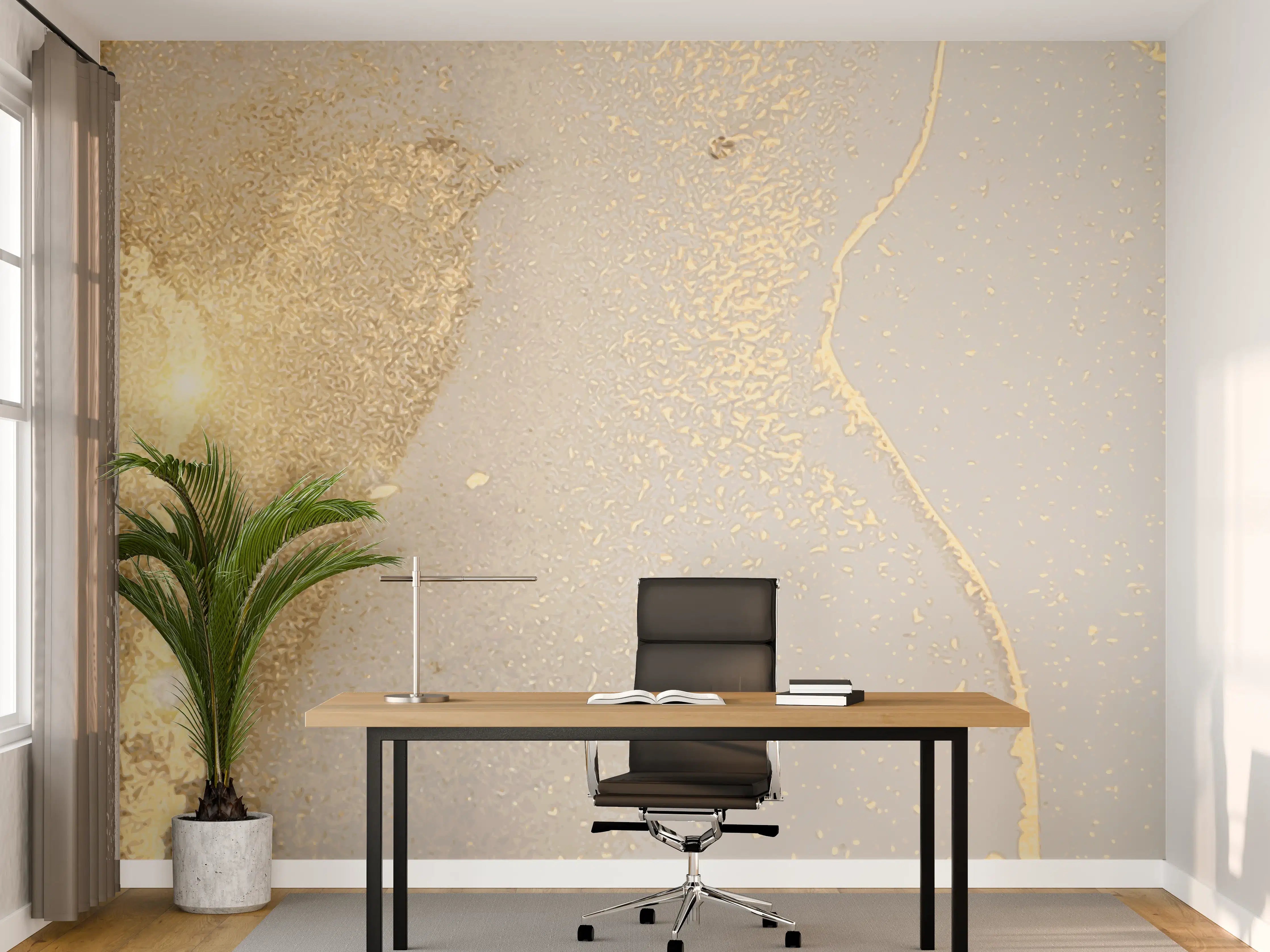 Büro Wandgestaltung - Goldener Glanz auf Cremeweiß