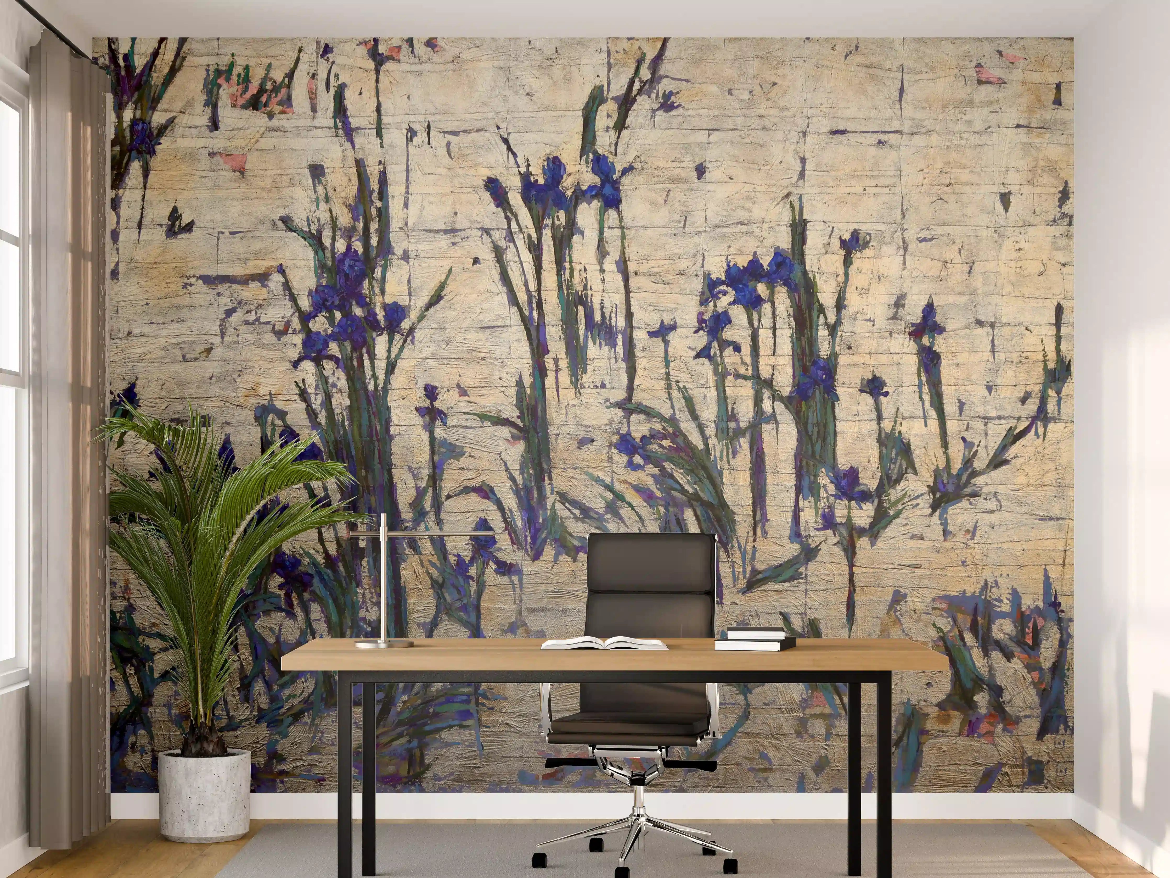 Büro Wandgestaltung - Goldener Hintergrund mit Violet