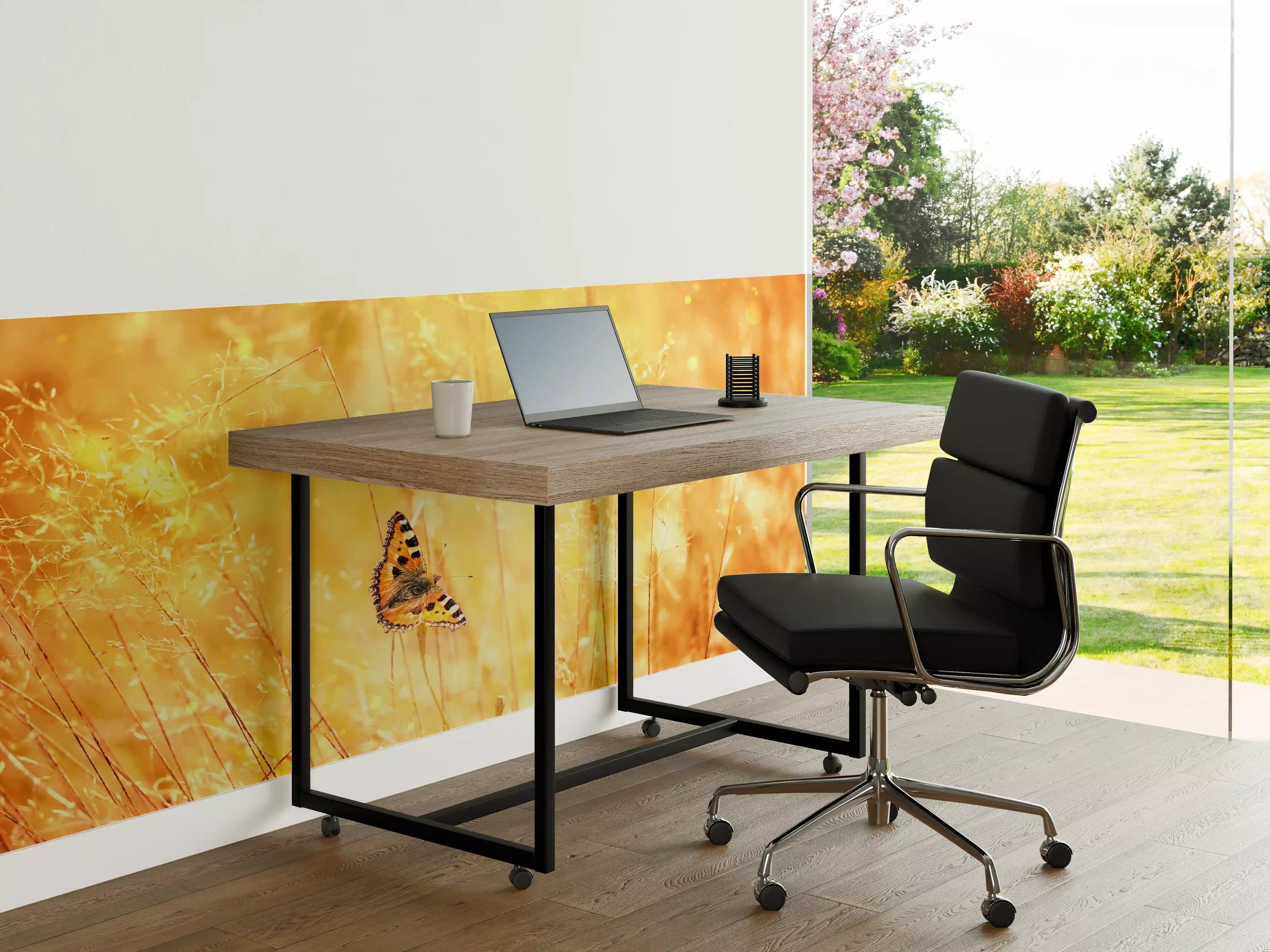 Büro Wandgestaltung - Goldener Sonnenuntergang mit Schmetterling