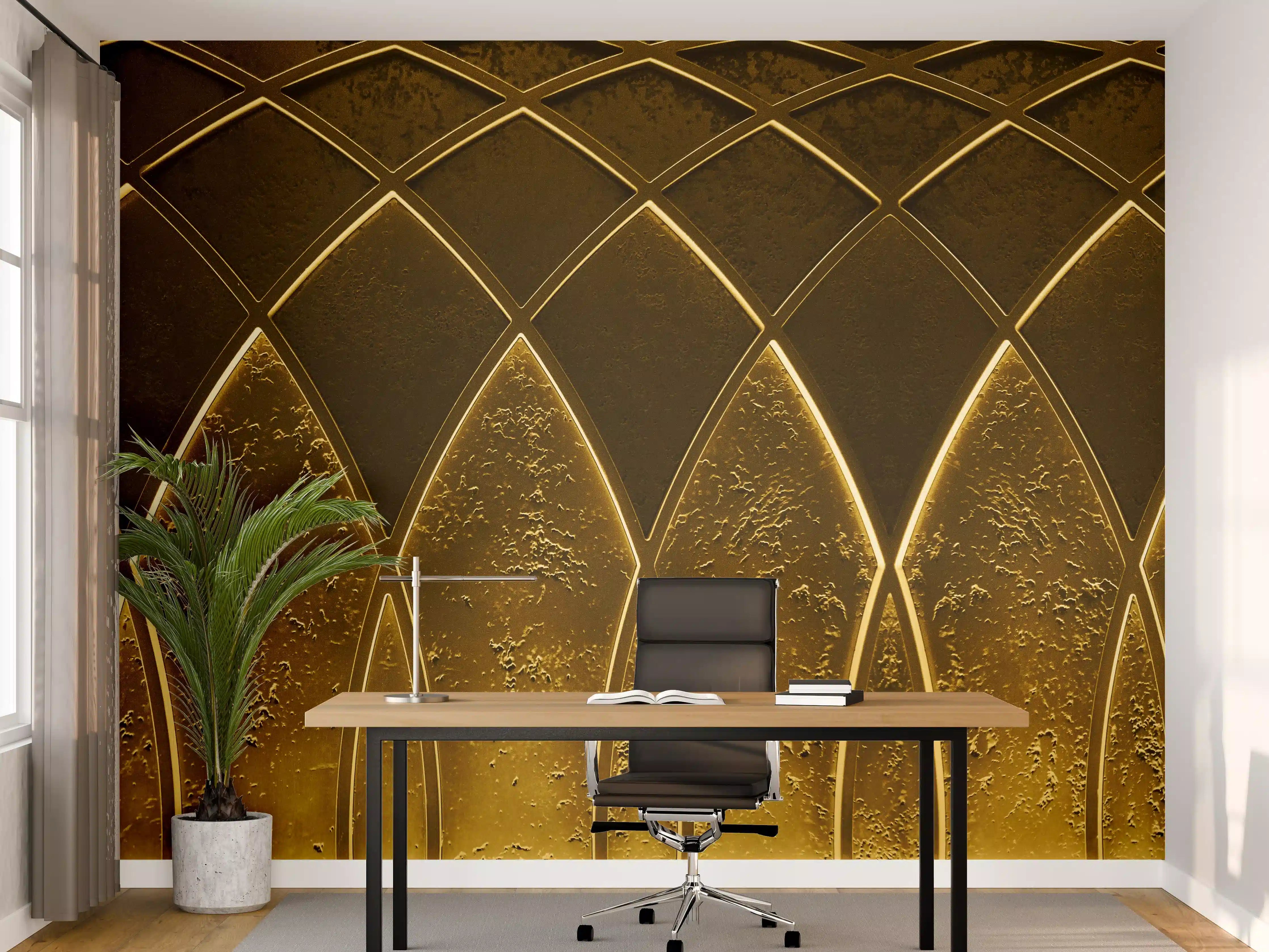 Büro Wandgestaltung - Goldenes Art-Deco-Geometriemuster