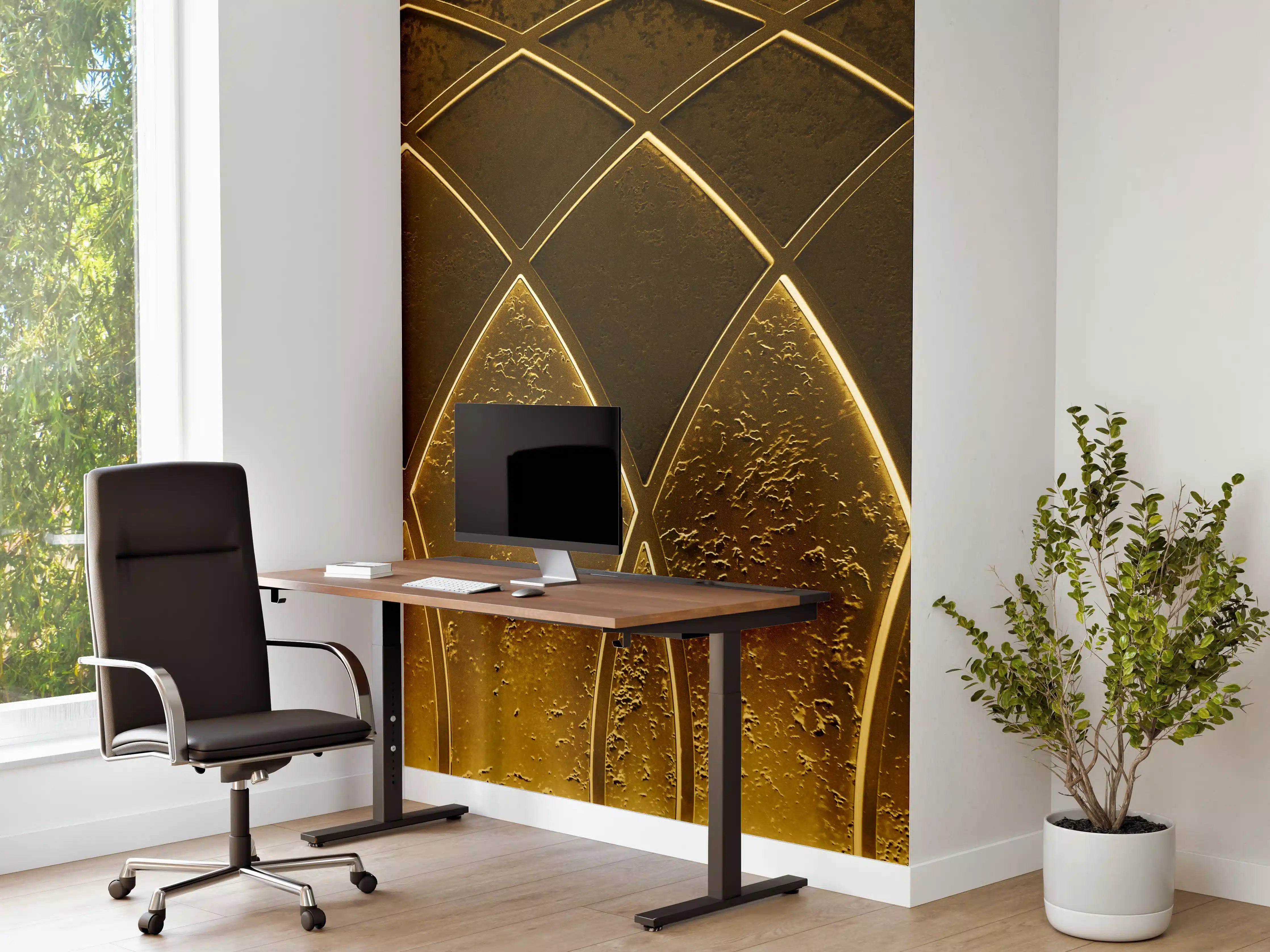 Büro Wandgestaltung - Goldenes Art-Deco-Geometriemuster