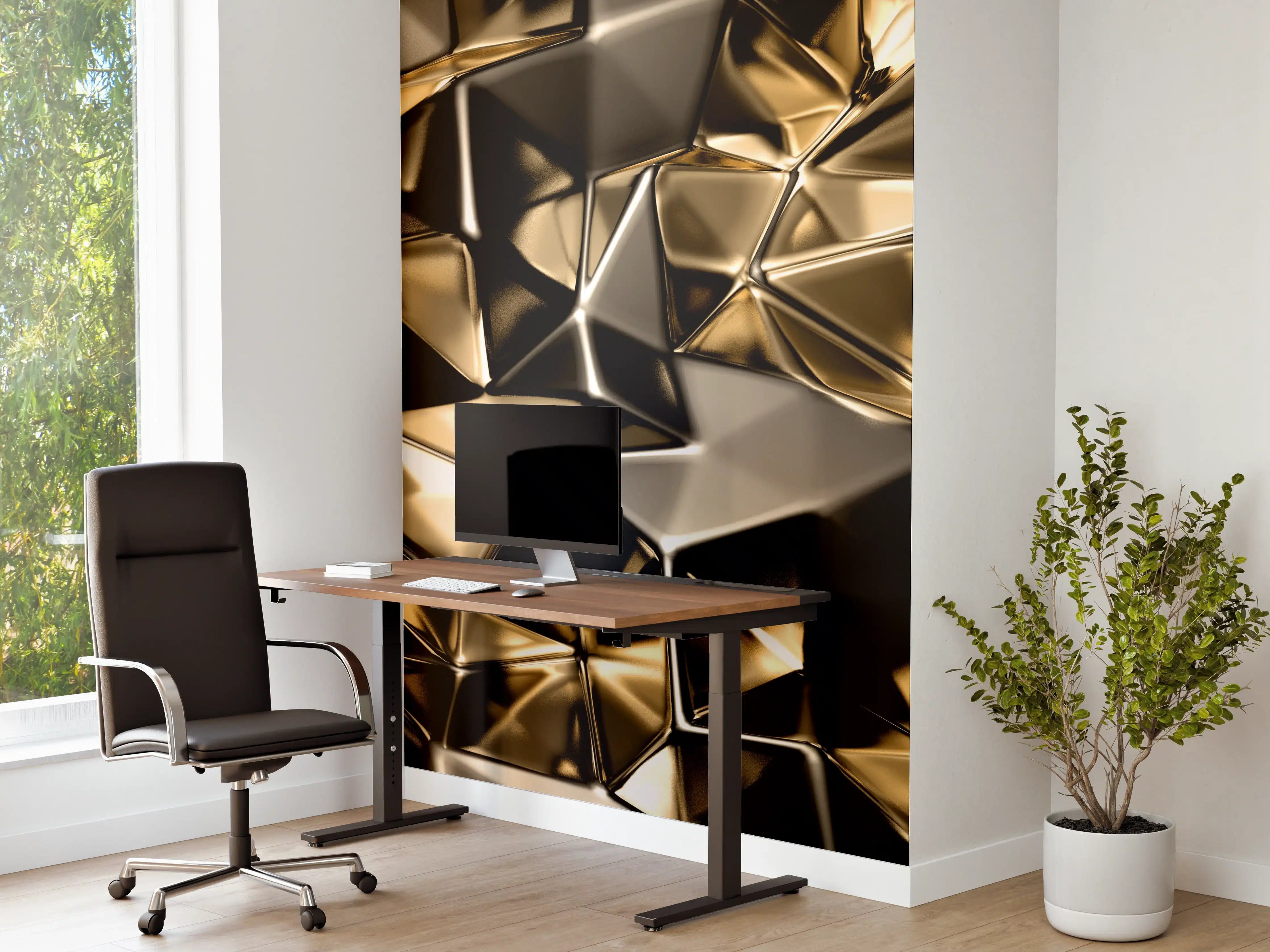 Büro Wandgestaltung - Goldenes Dreieck-Kristall-Design