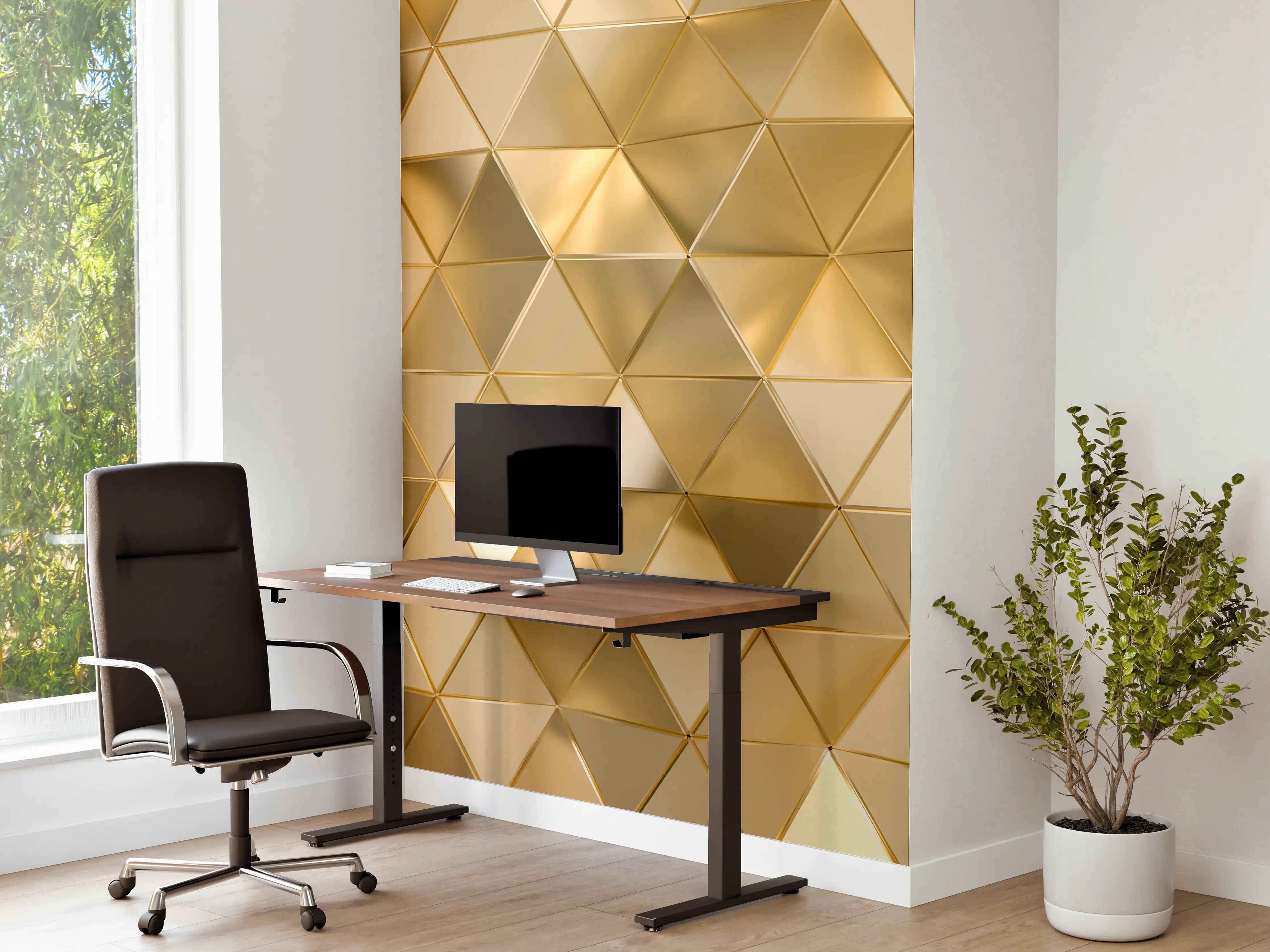 Büro Wandgestaltung - Goldenes Dreieck Polygon Muster