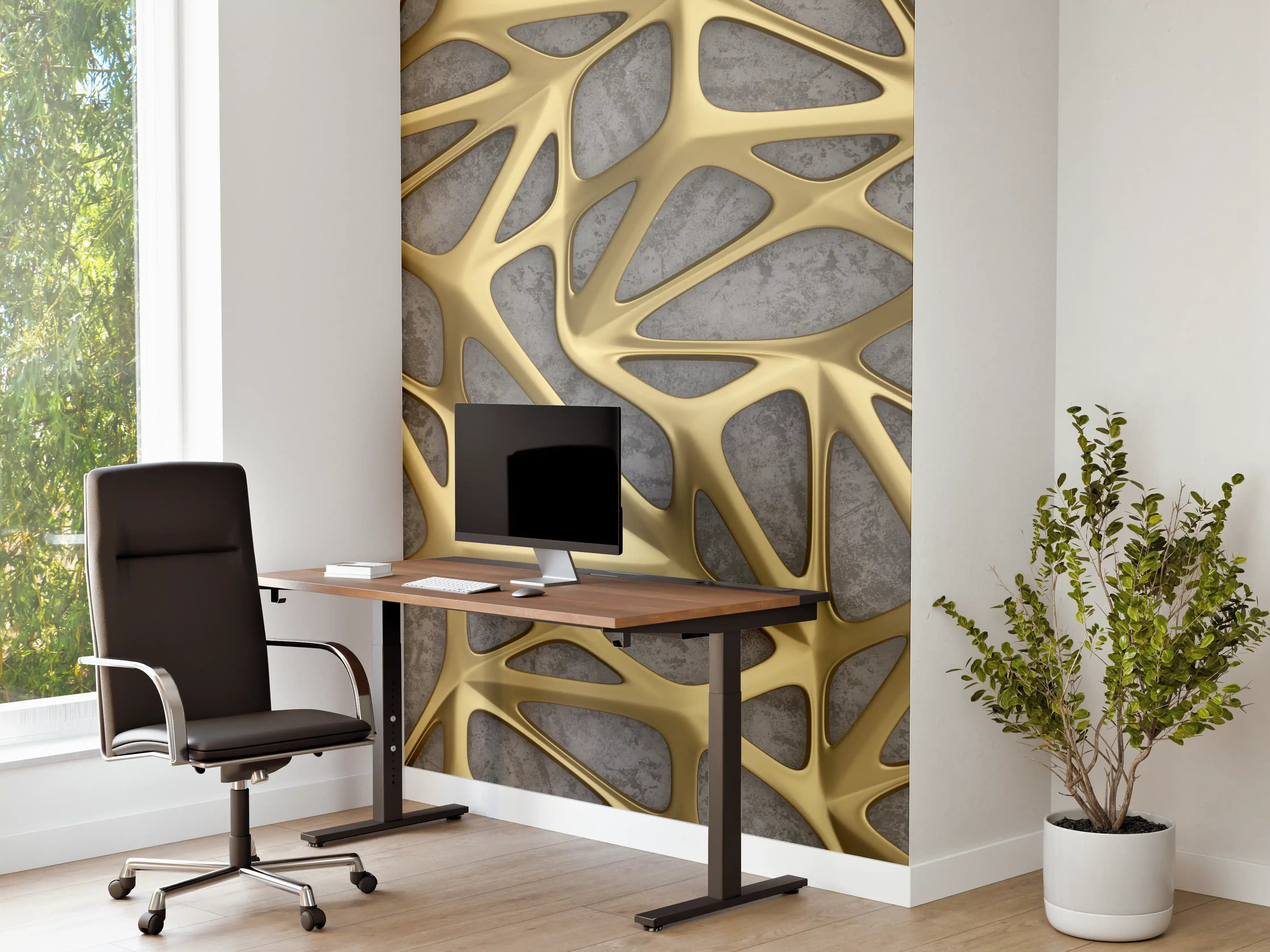 Büro Wandgestaltung - Goldenes Gitter Muster