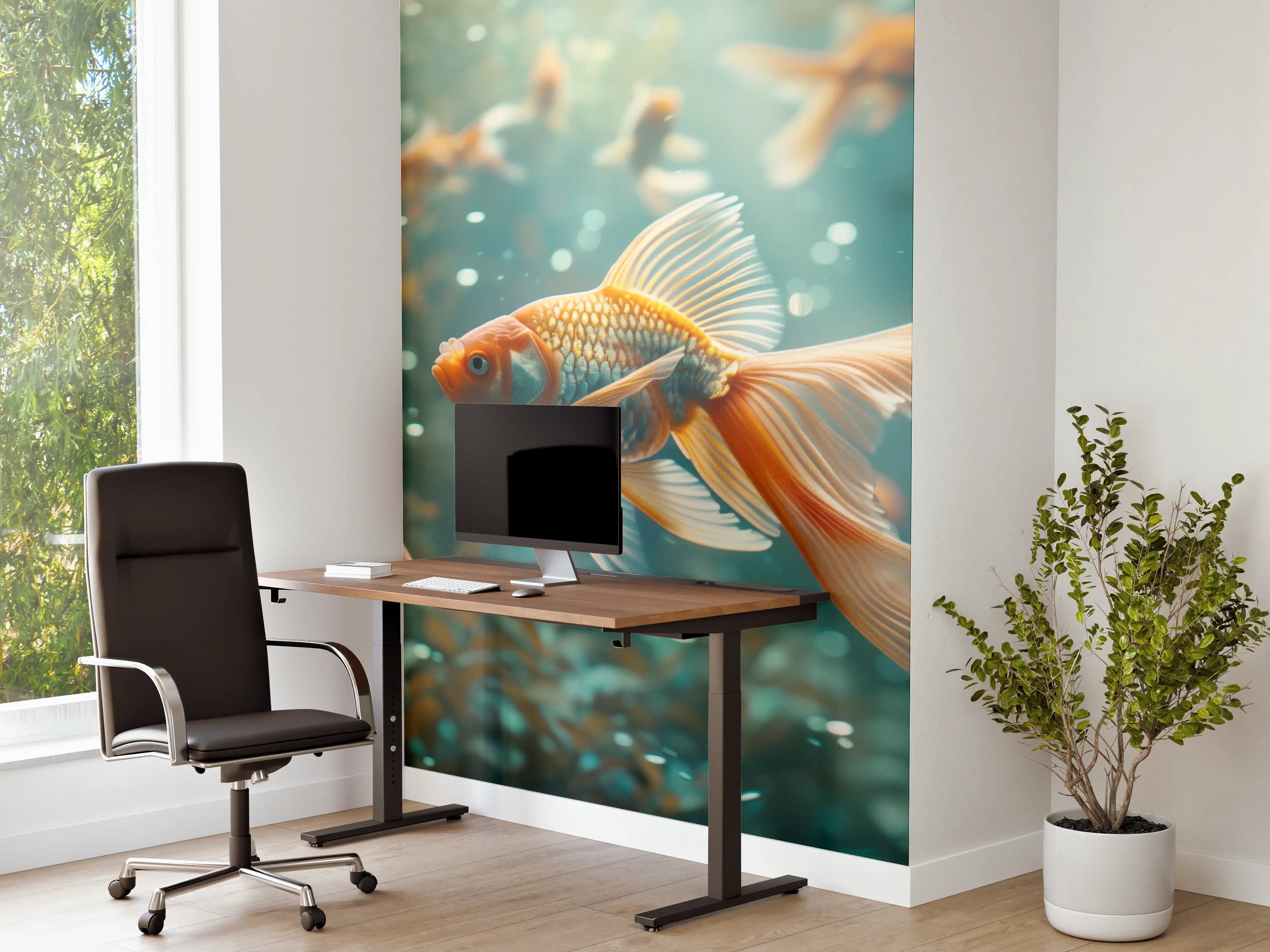 Büro Wandgestaltung - Goldfische Türkis-Orange