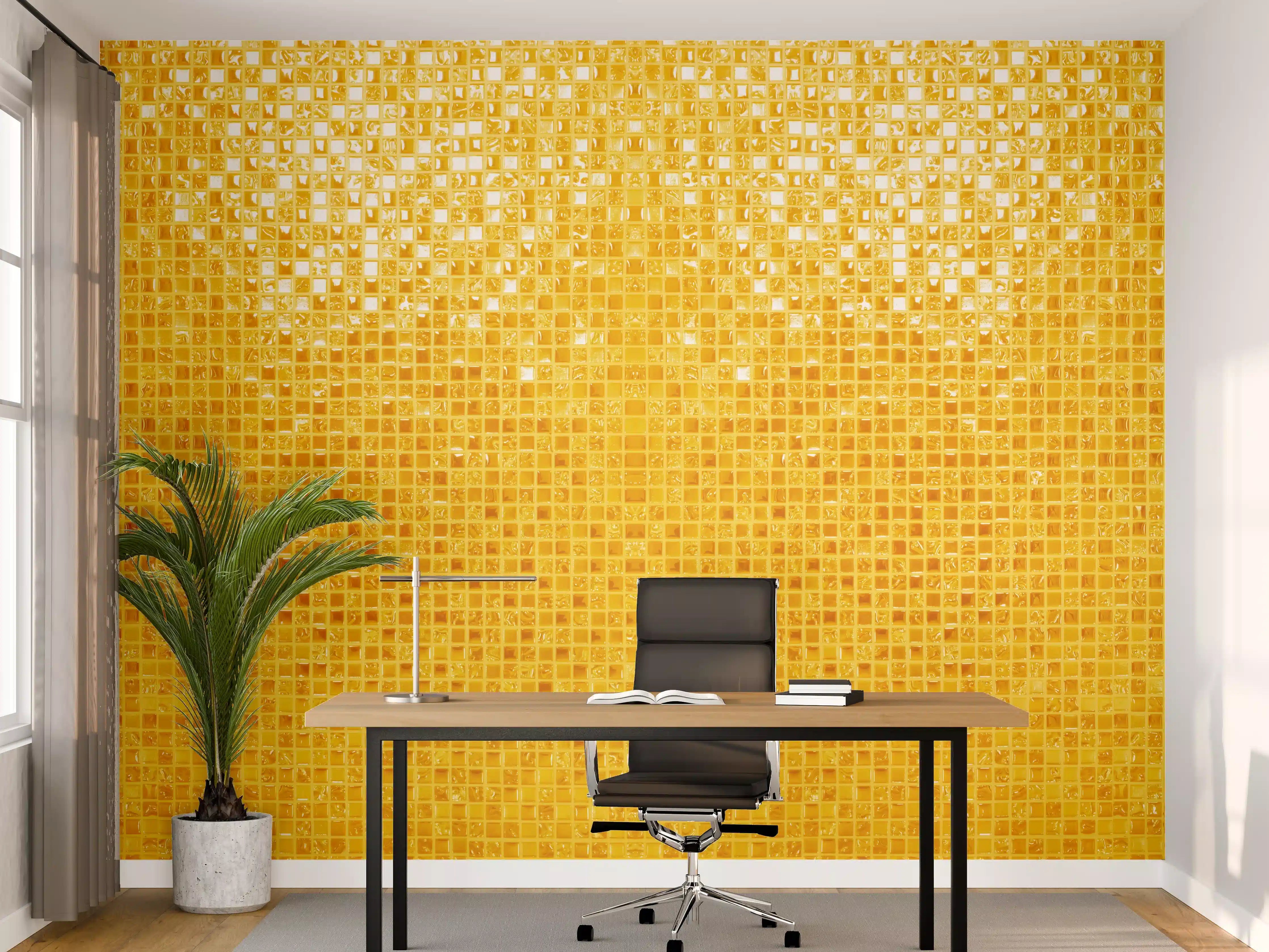 Büro Wandgestaltung - Goldgelbe Mosaikfliesen