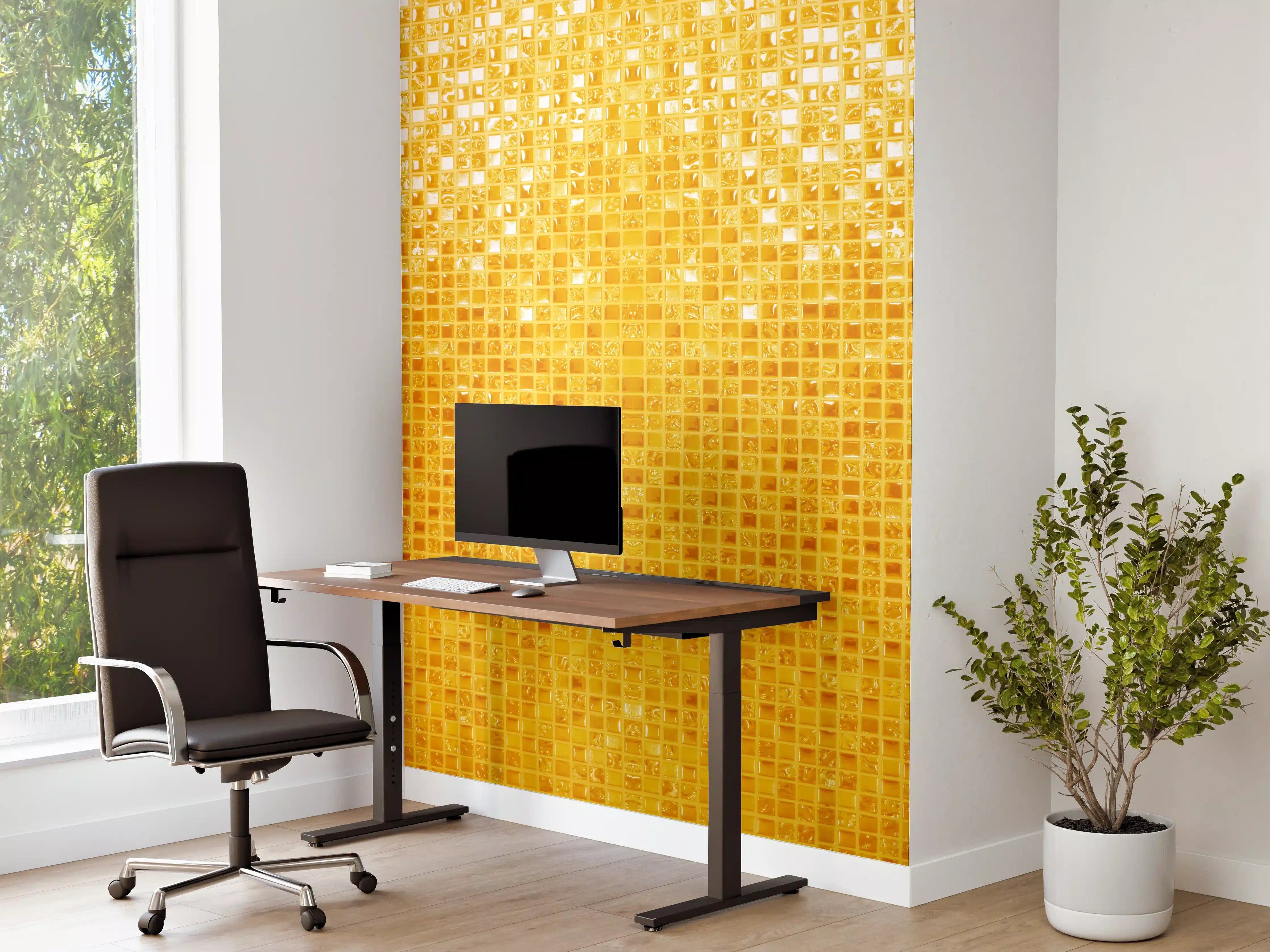 Büro Wandgestaltung - Goldgelbe Mosaikfliesen
