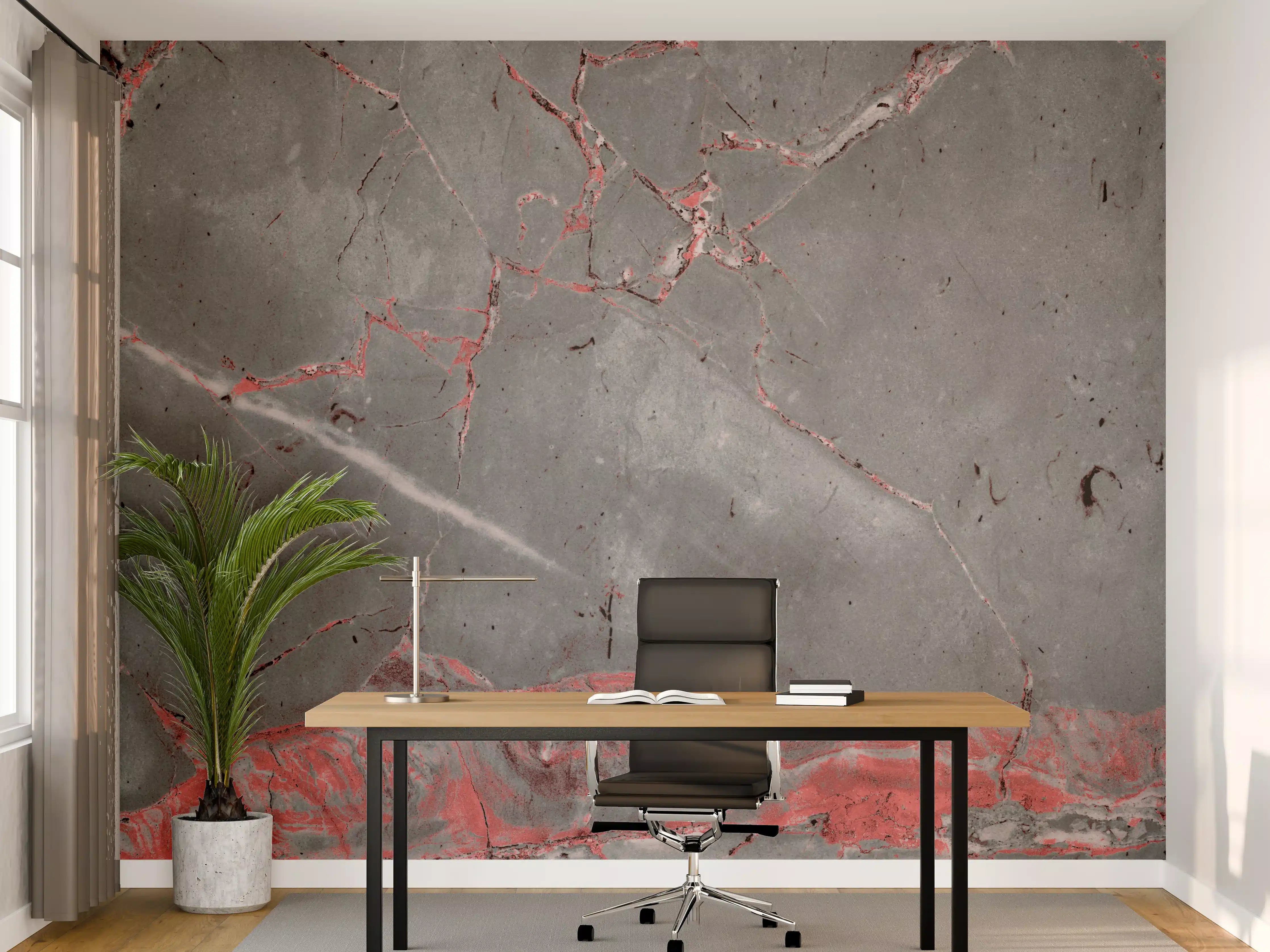 Büro Wandgestaltung - Gräulich-rote Marmor Textur