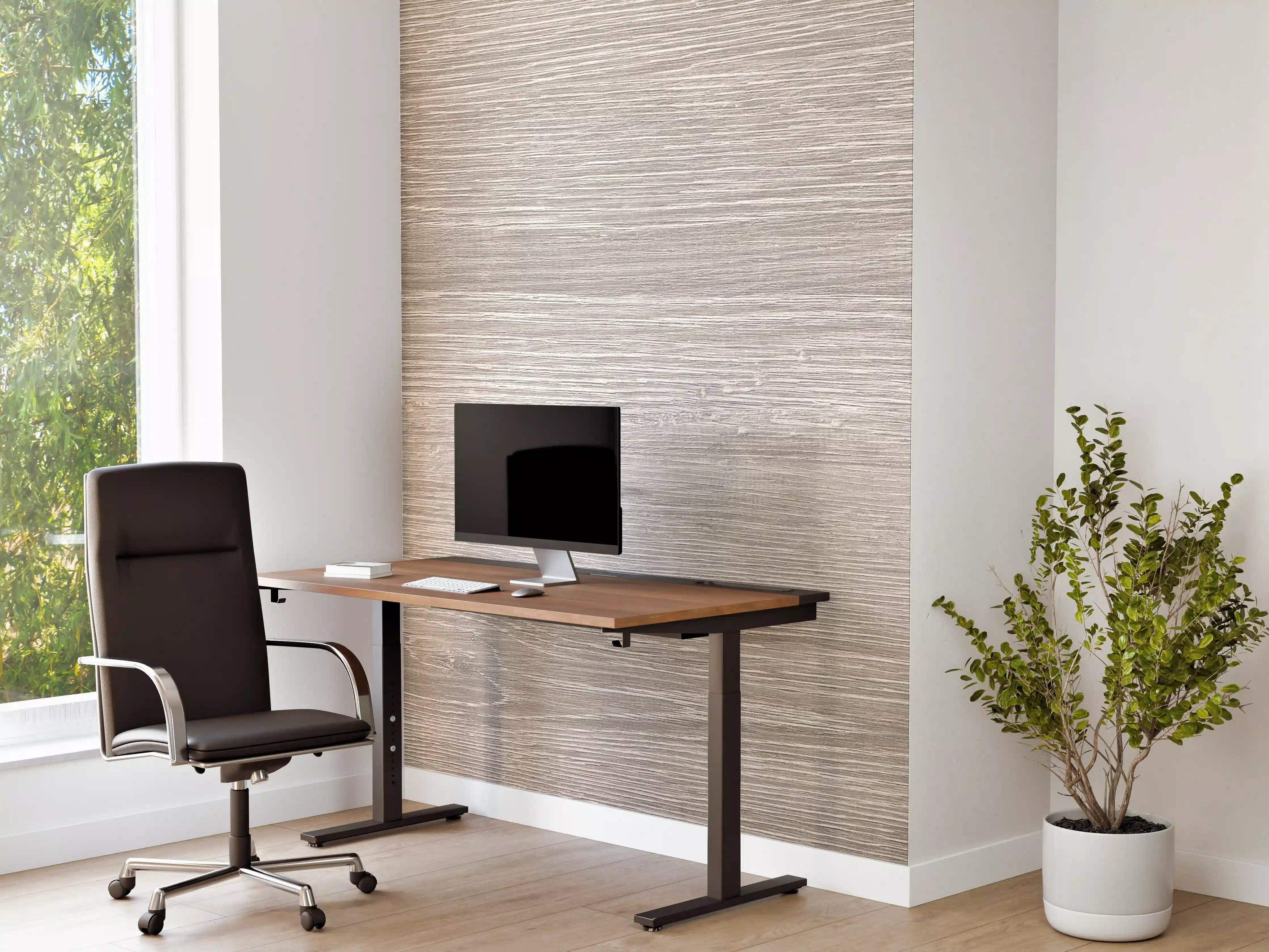 Büro Wandgestaltung - Gräuliche Eichenholzplatte