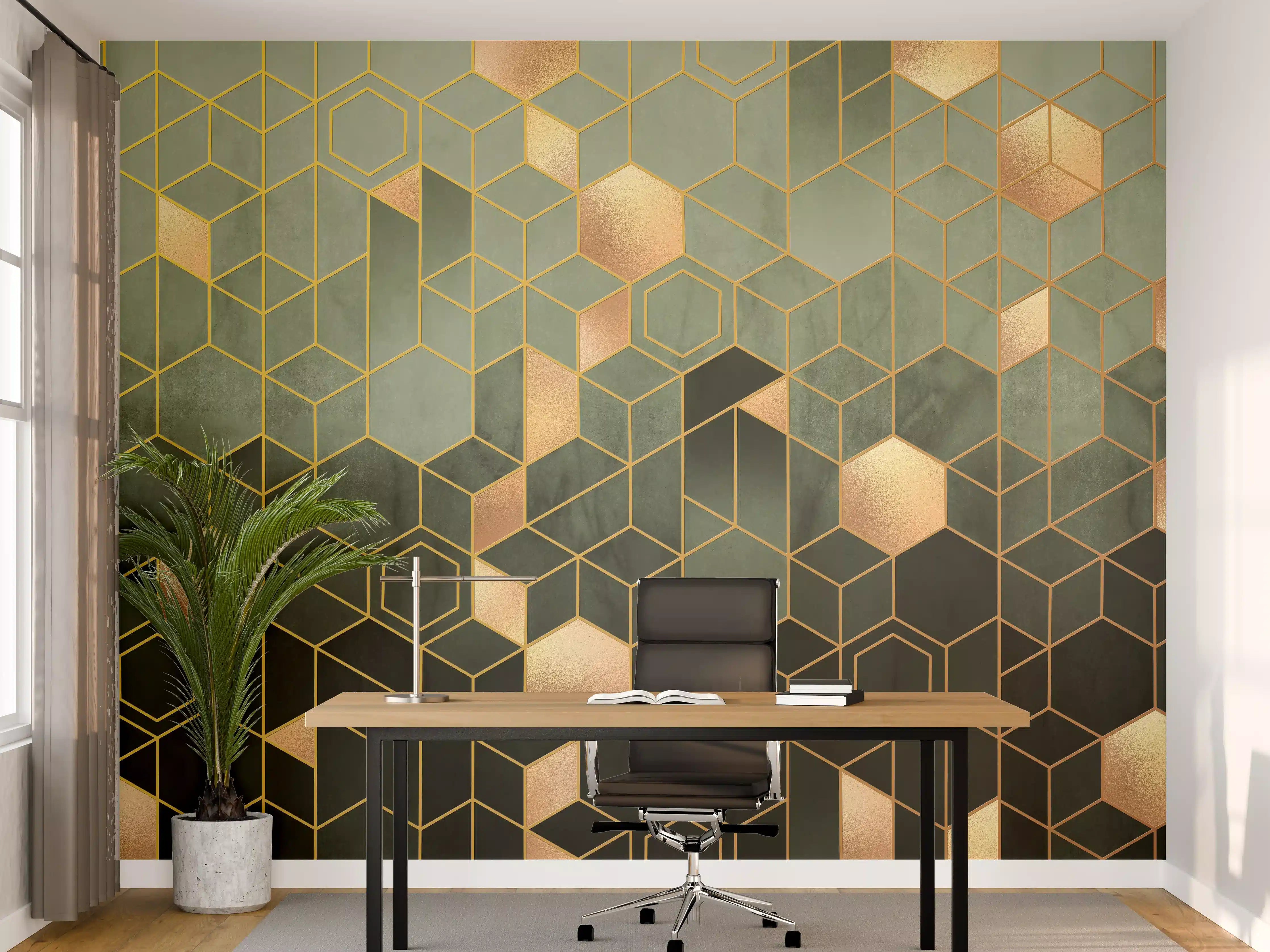 Büro Wandgestaltung - Gräuliche Sechseck Struktur