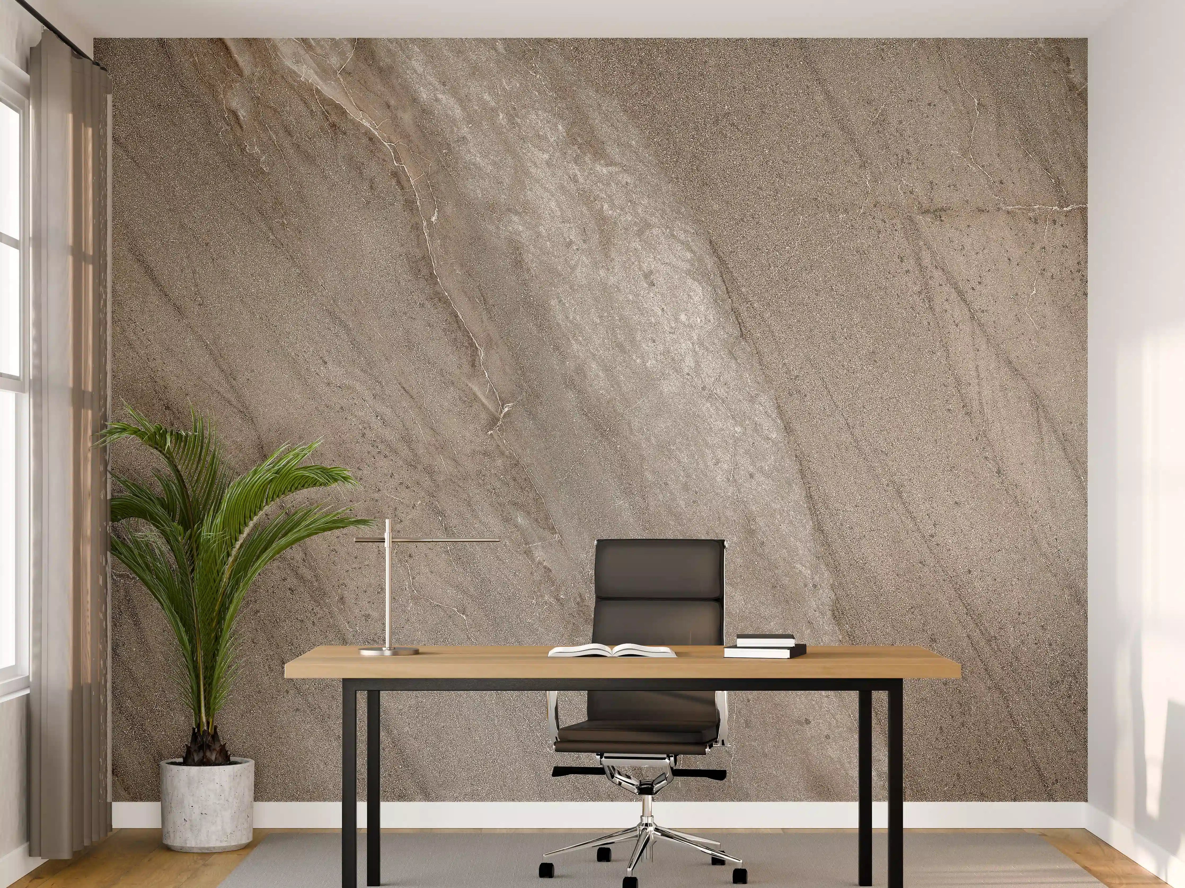 Büro Wandgestaltung - Gräulicher rissiger Tonstein