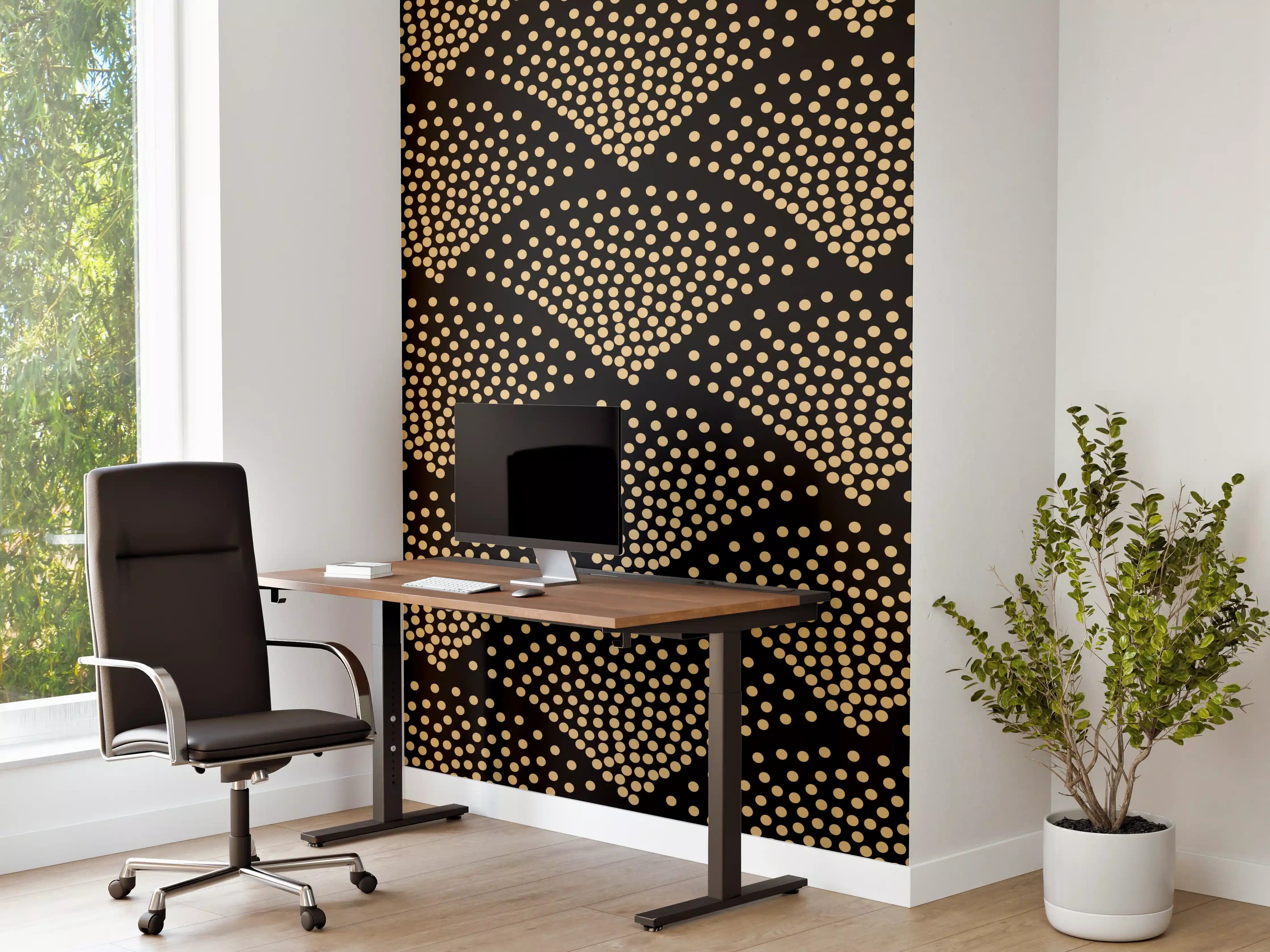 Büro Wandgestaltung - Grafik-Textur-Schwarz-Hellbraun