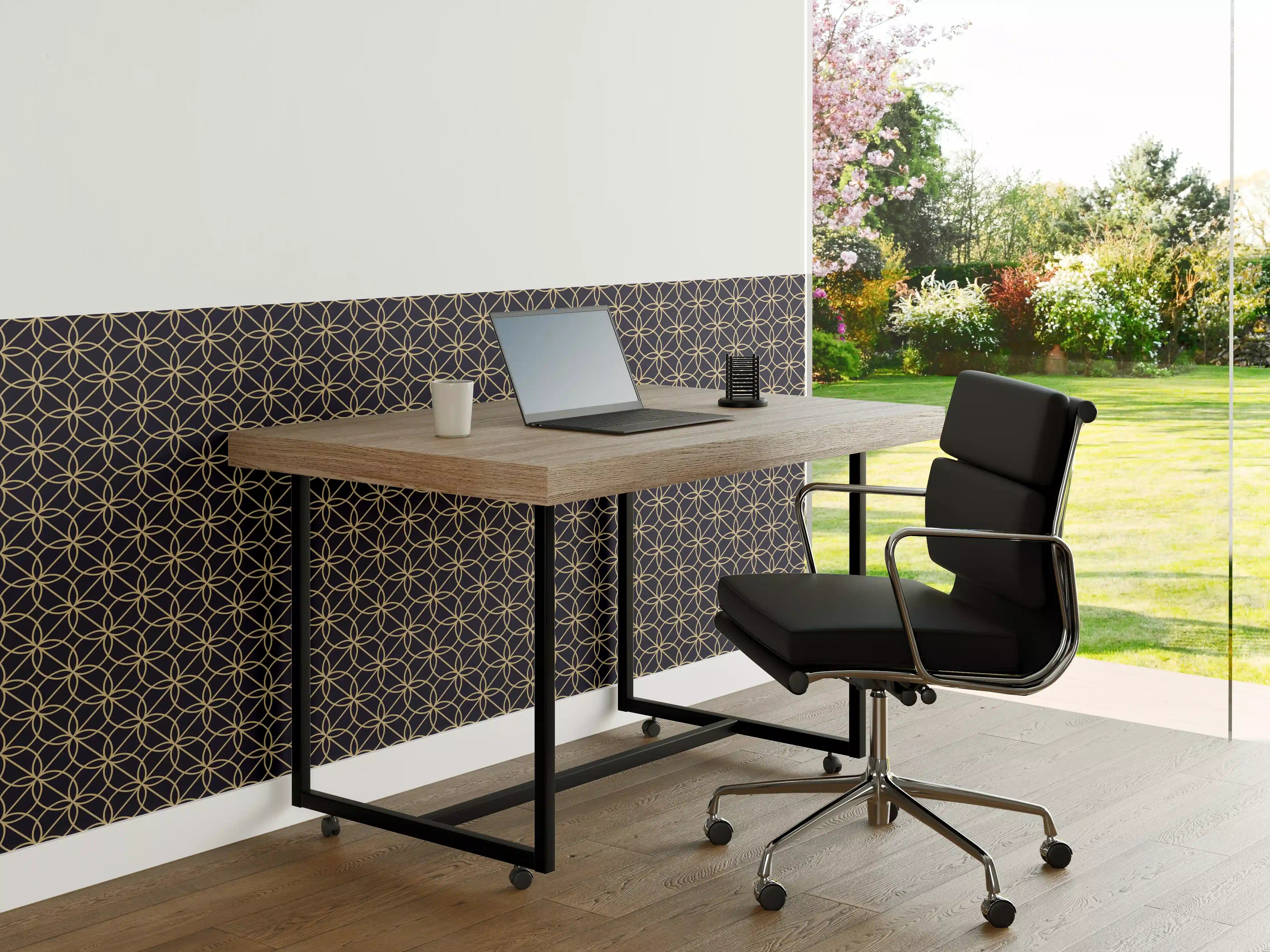 Büro Wandgestaltung - Grafisches Muster in Dunkelblau