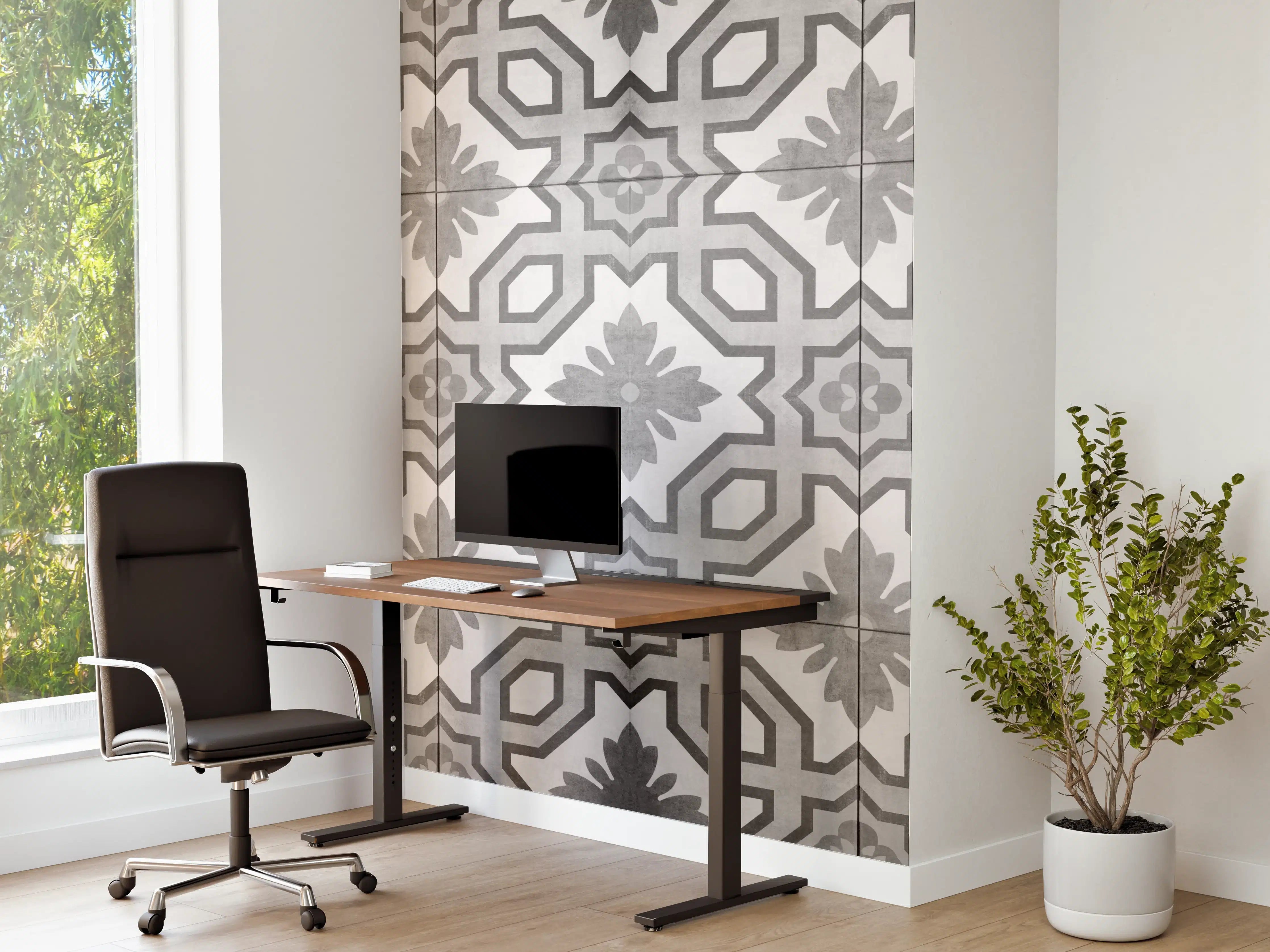 Büro Wandgestaltung - Grau-Weiße Vintage Retro Fliesen