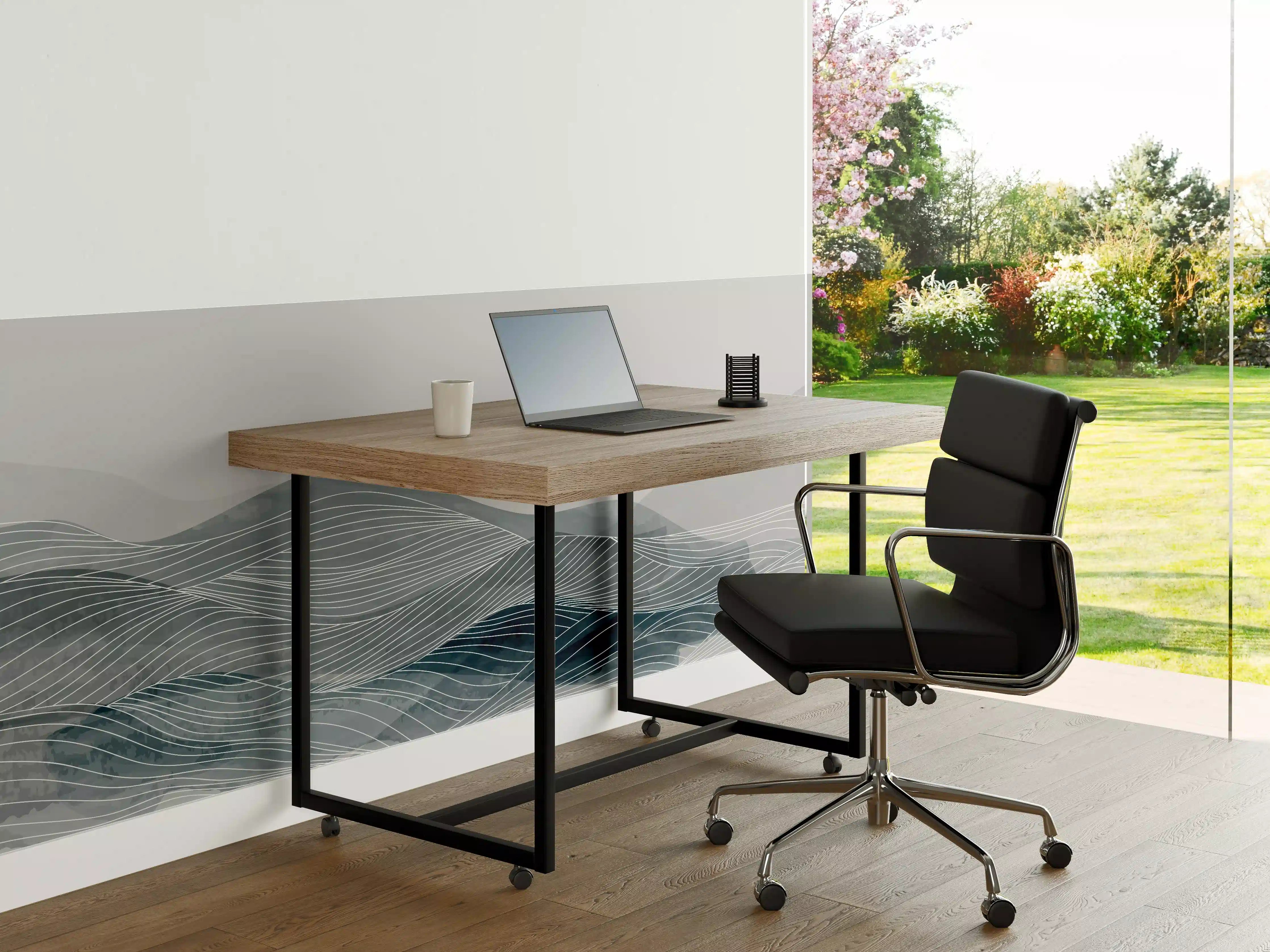 Büro Wandgestaltung - Grau-Weiße Wellenlinien Kunst