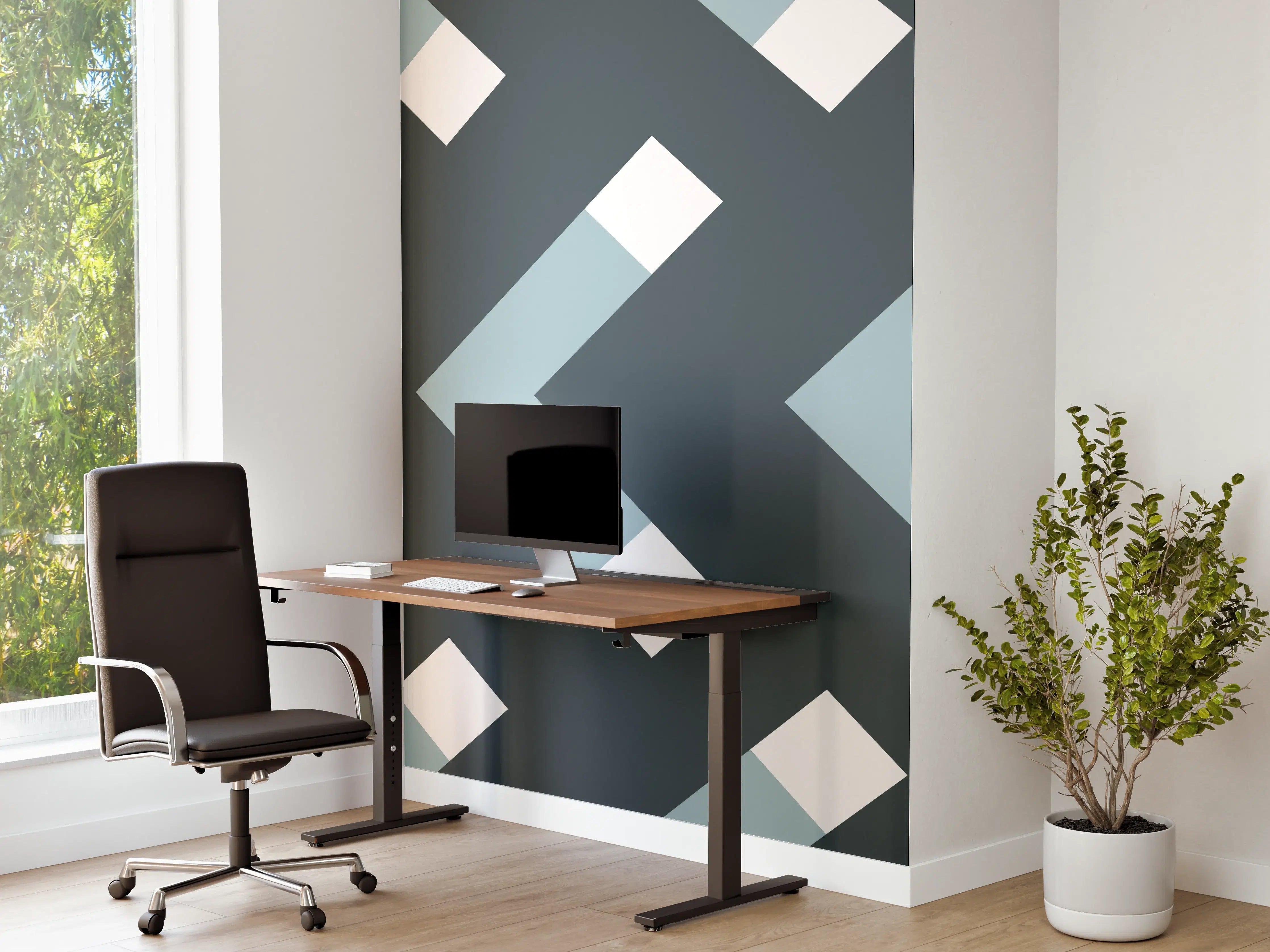 Büro Wandgestaltung - Grau-Weißes Chevron Muster