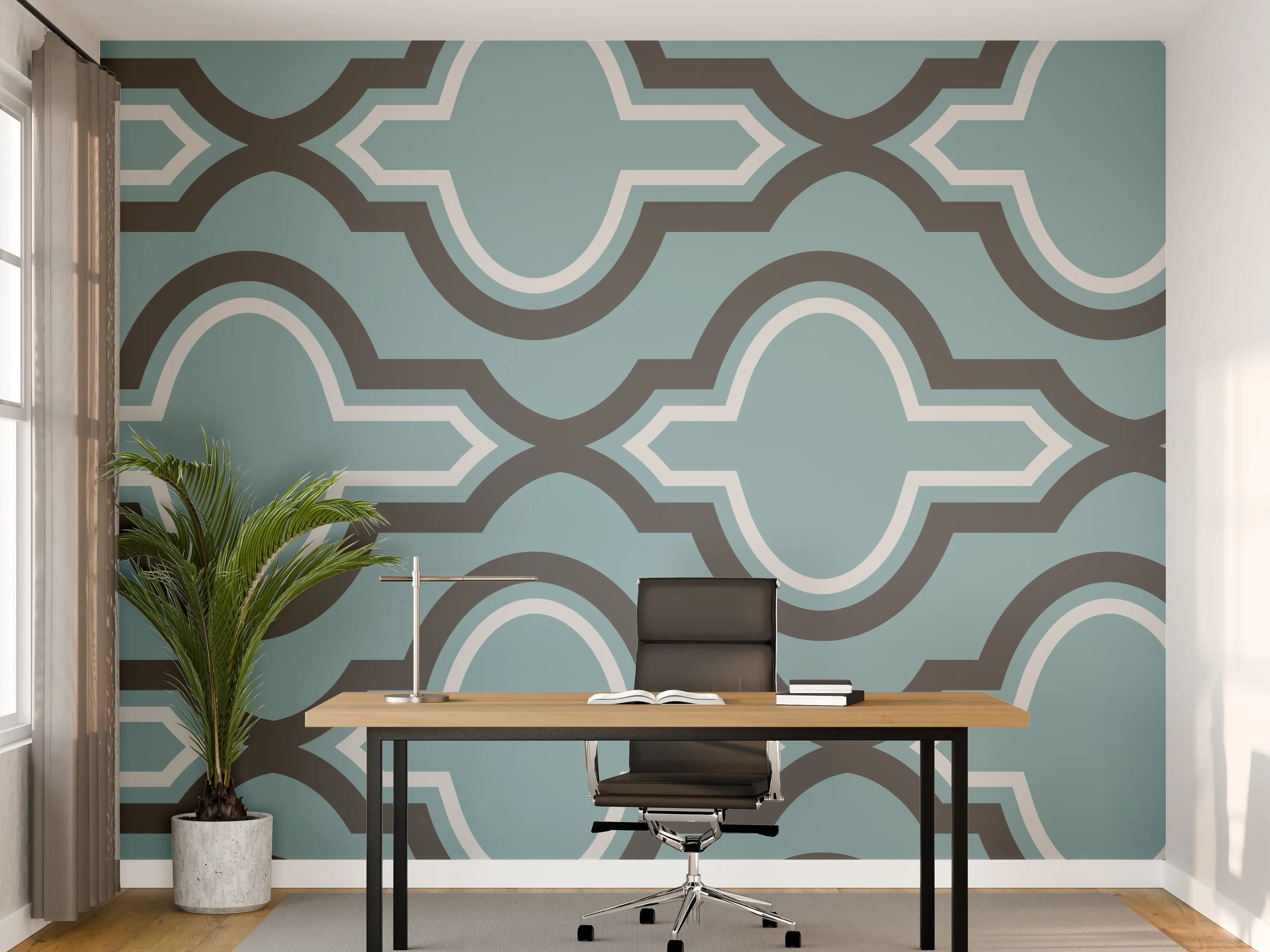 Büro Wandgestaltung - Grau-Weißes Grafikdesign Muster