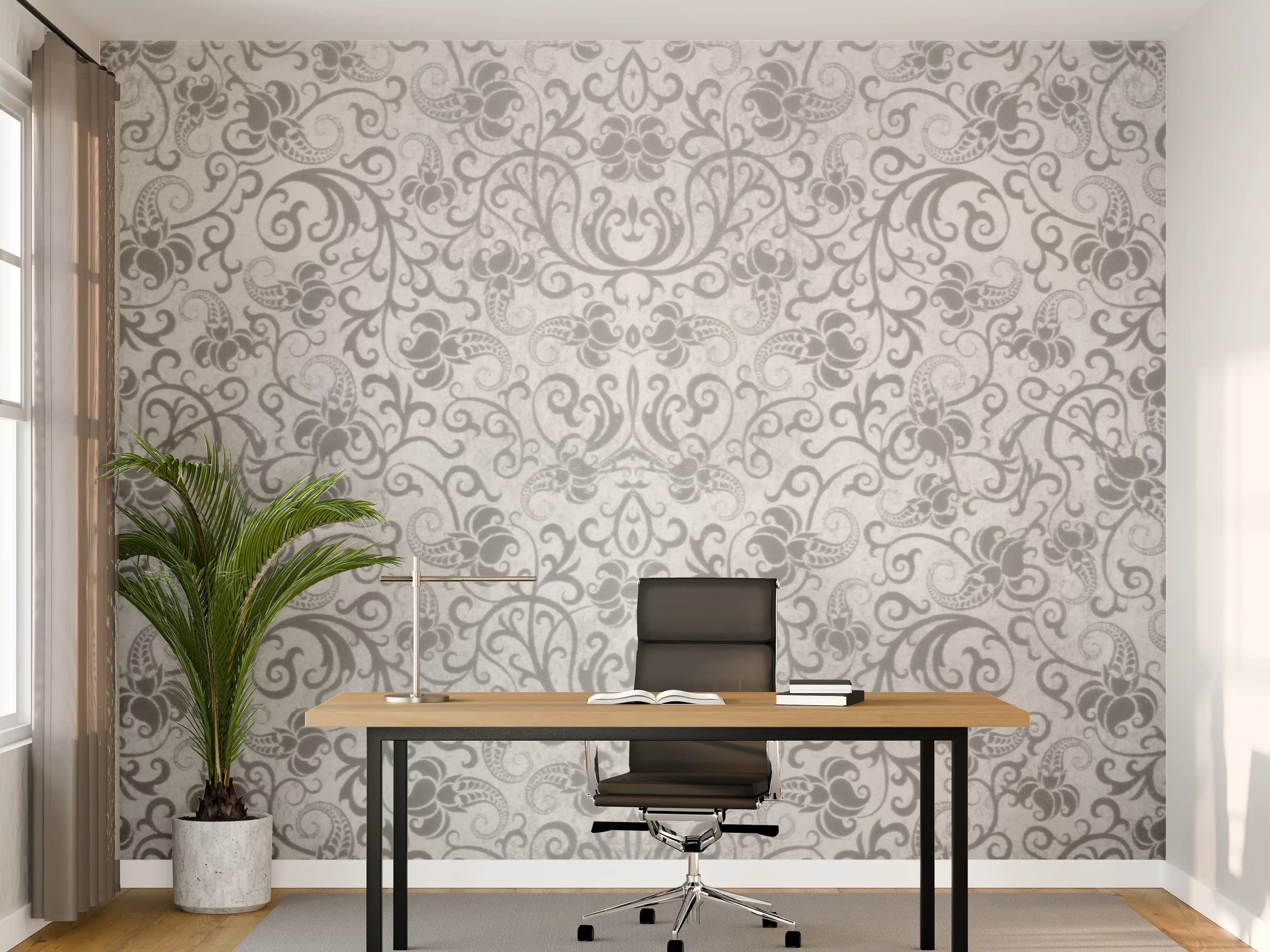 Büro Wandgestaltung - Grau-Weißes Vintage Fliesenmuster