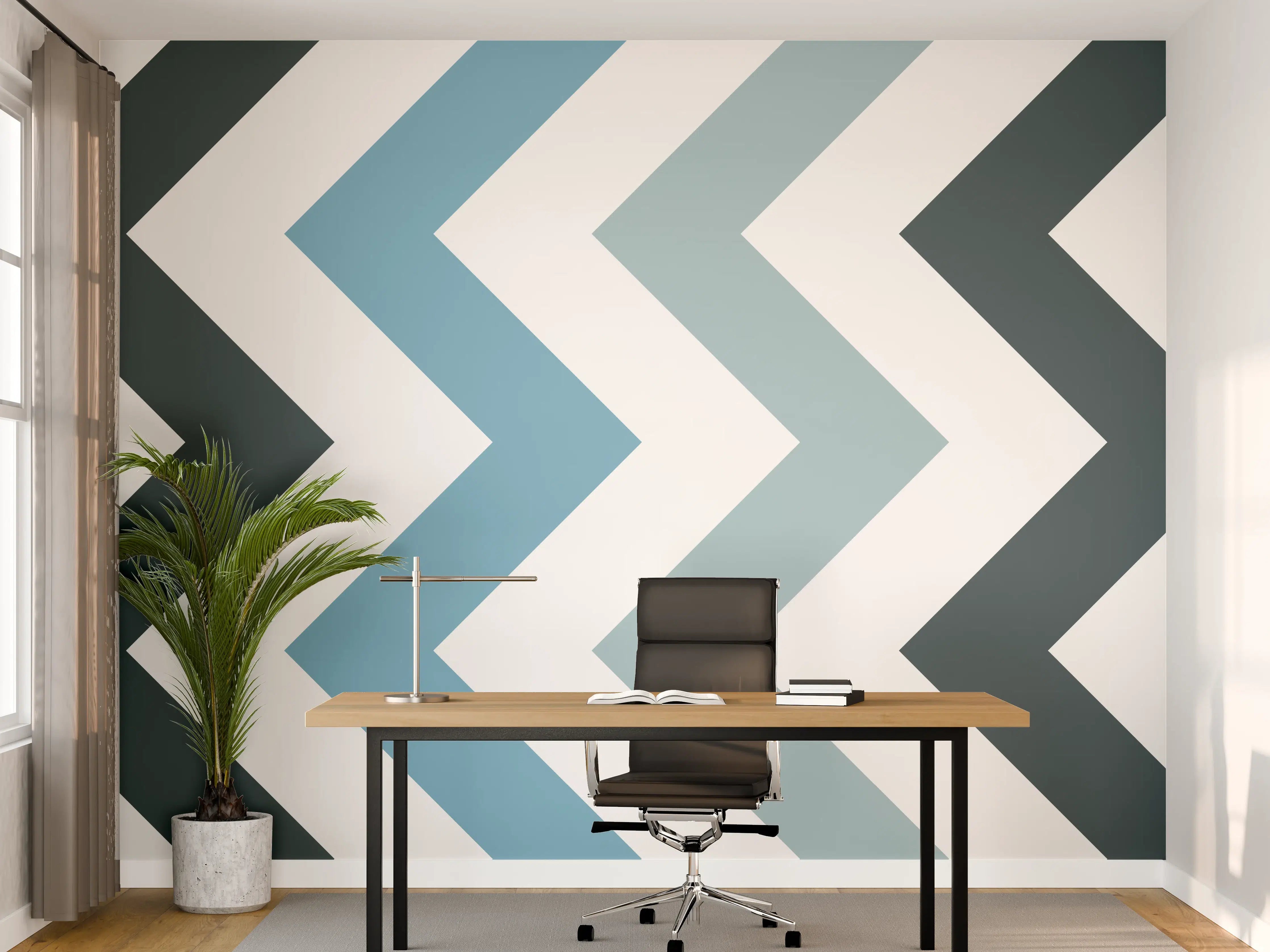 Büro Wandgestaltung - Grau-Weißes Zick-Zack-Design