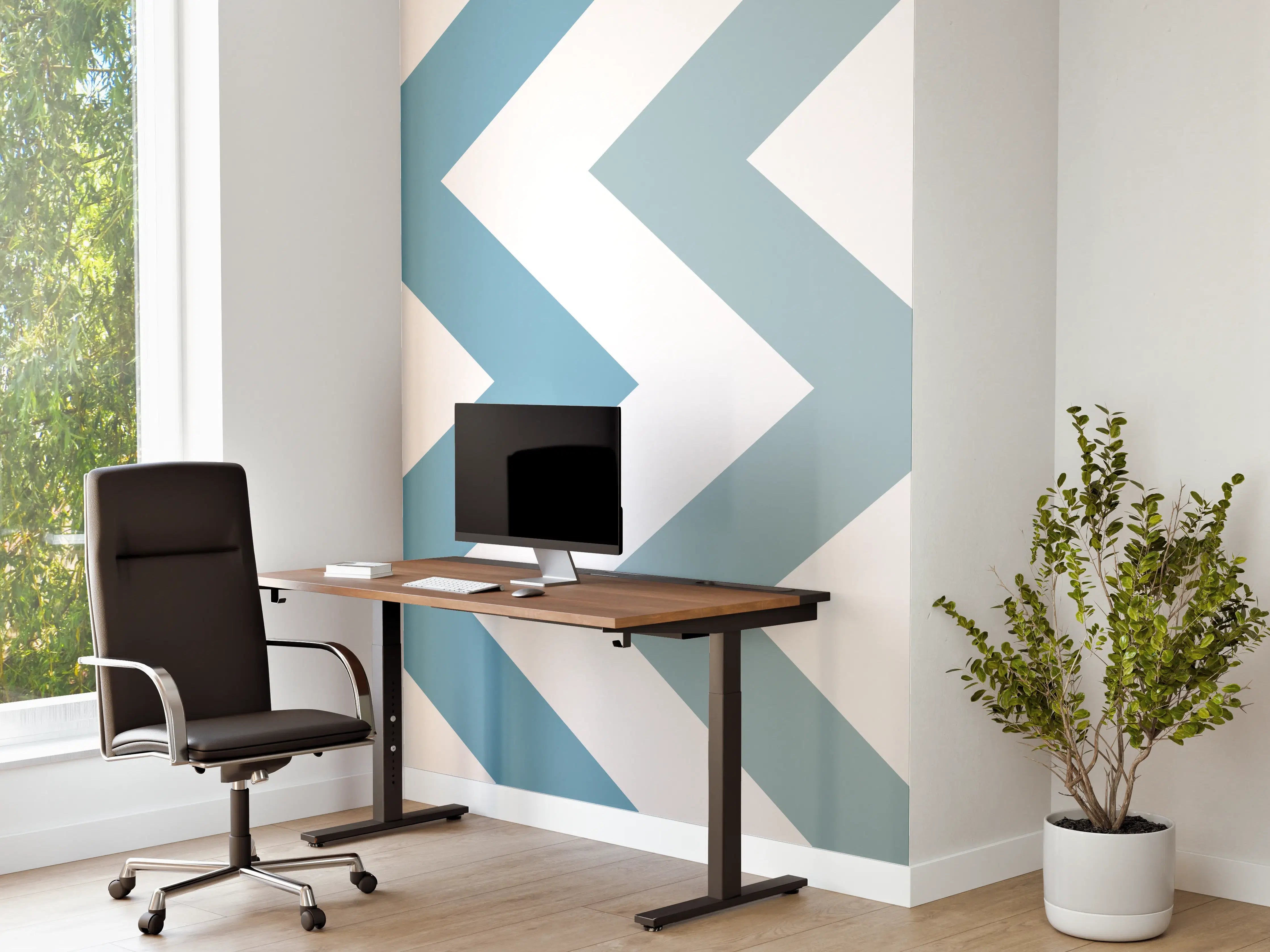Büro Wandgestaltung - Grau-Weißes Zick-Zack-Design