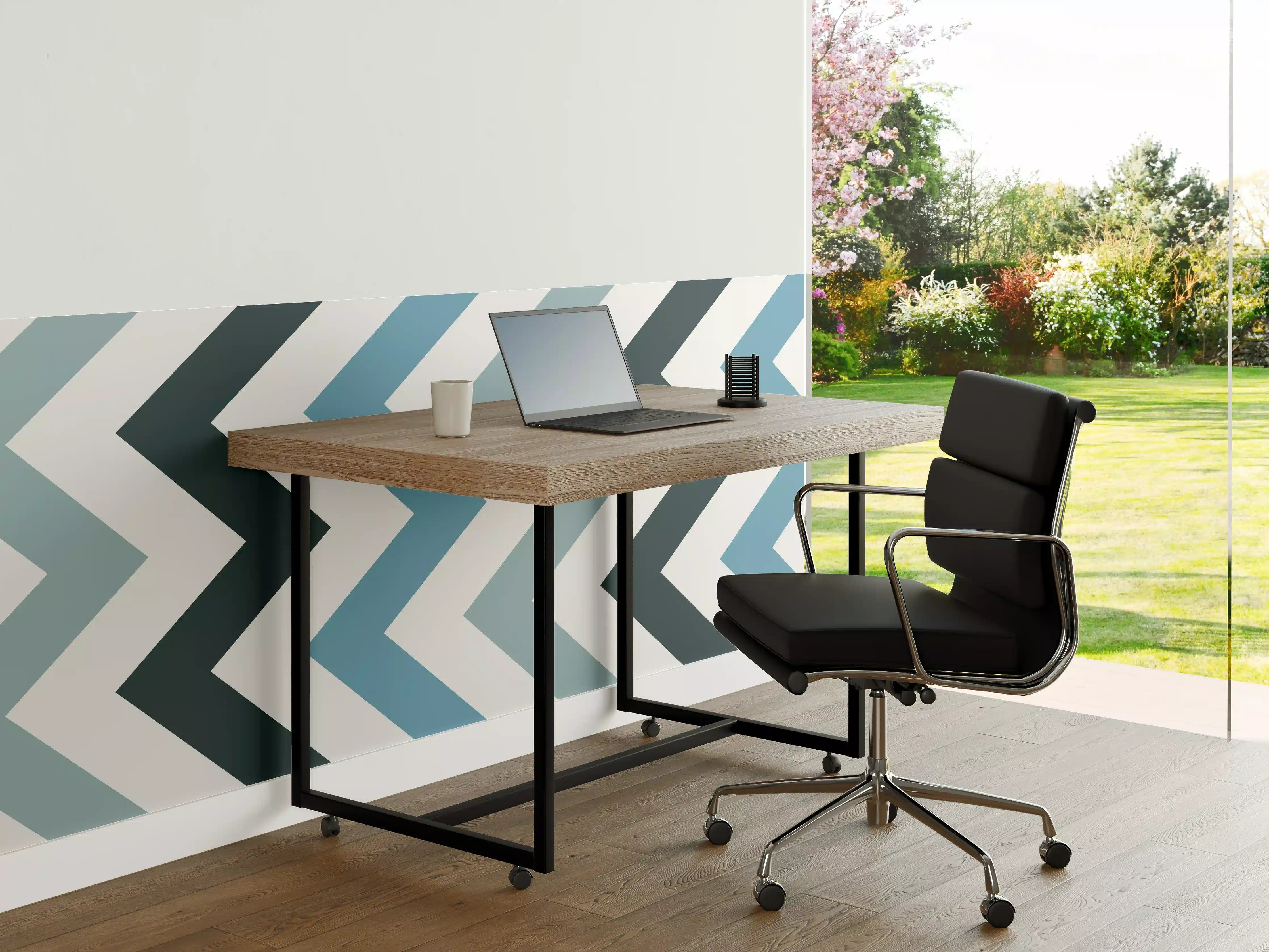 Büro Wandgestaltung - Grau-Weißes Zick-Zack-Design