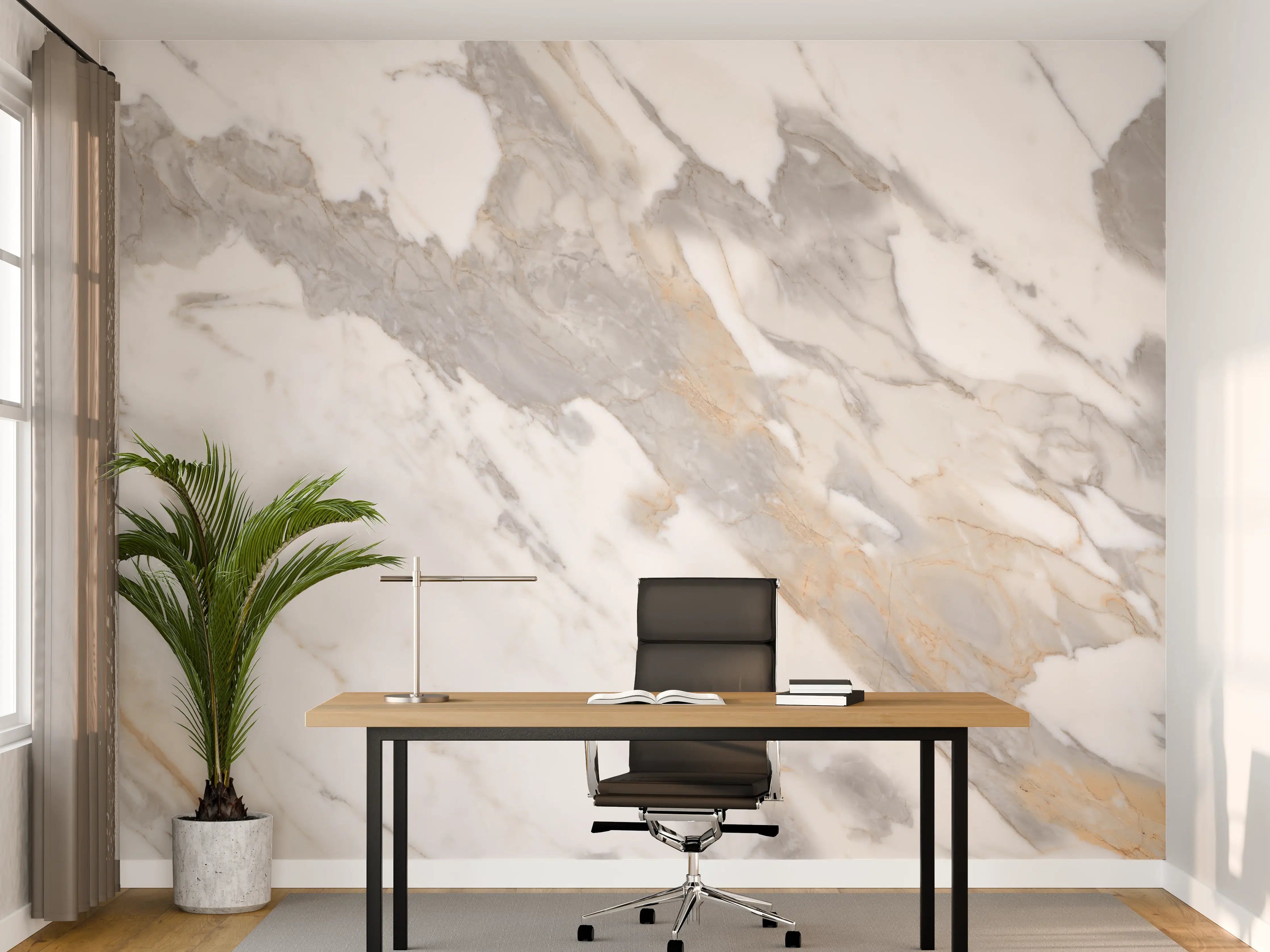 Büro Wandgestaltung - Grau-beiger abstrakter Marmor