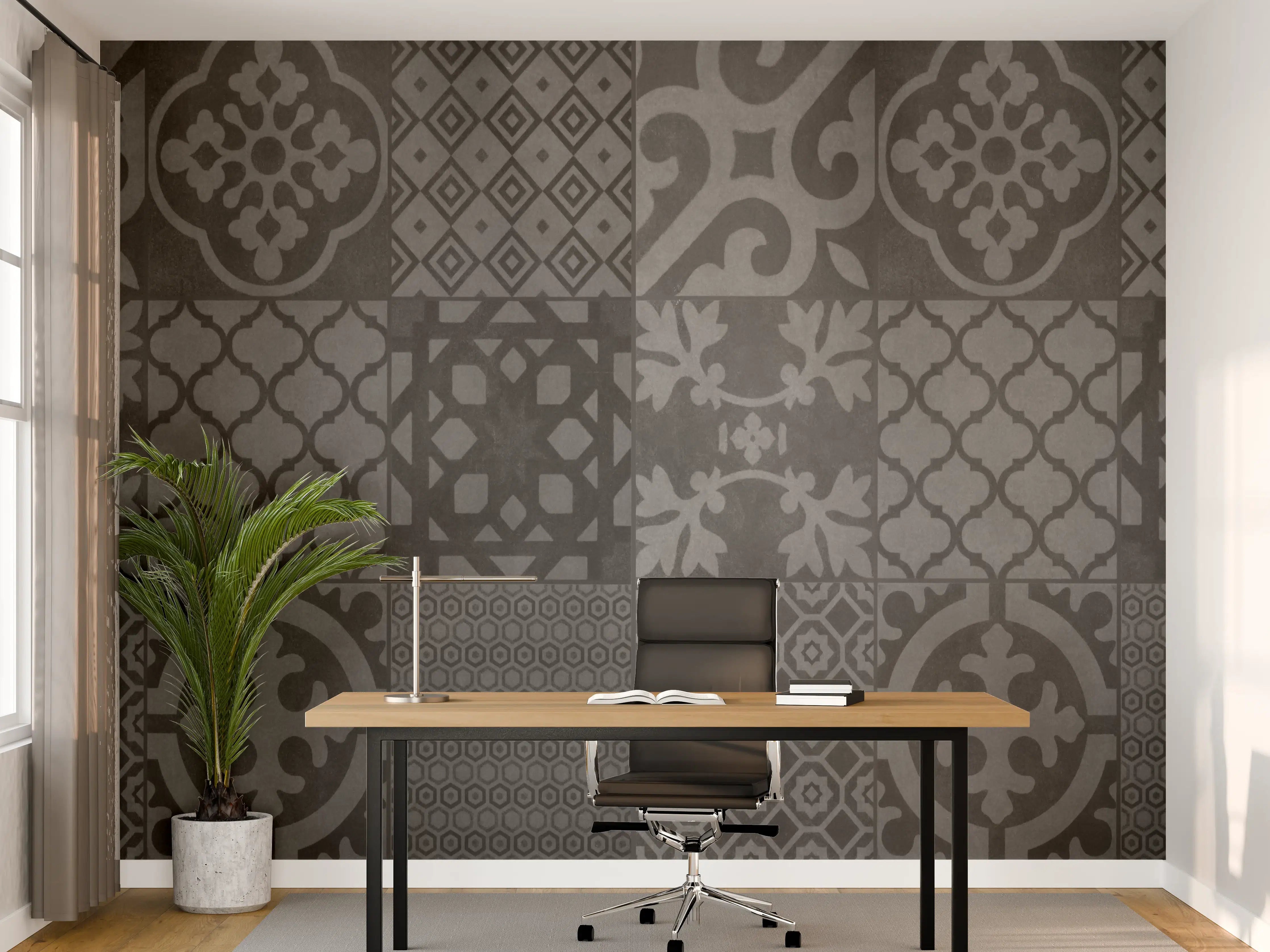 Büro Wandgestaltung - Grau vintage Fliesen