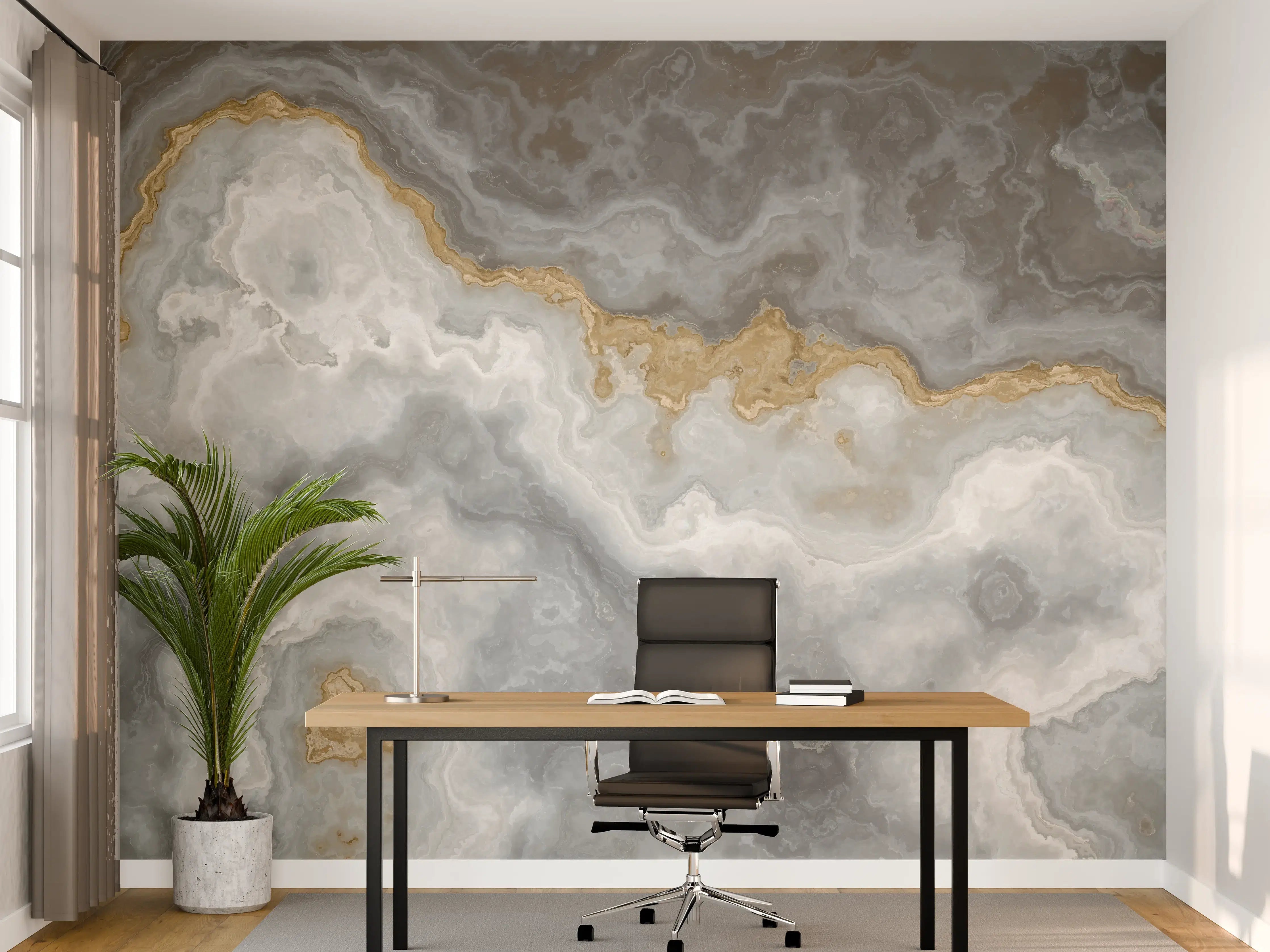 Büro Wandgestaltung - Grau-weißes Marmormuster