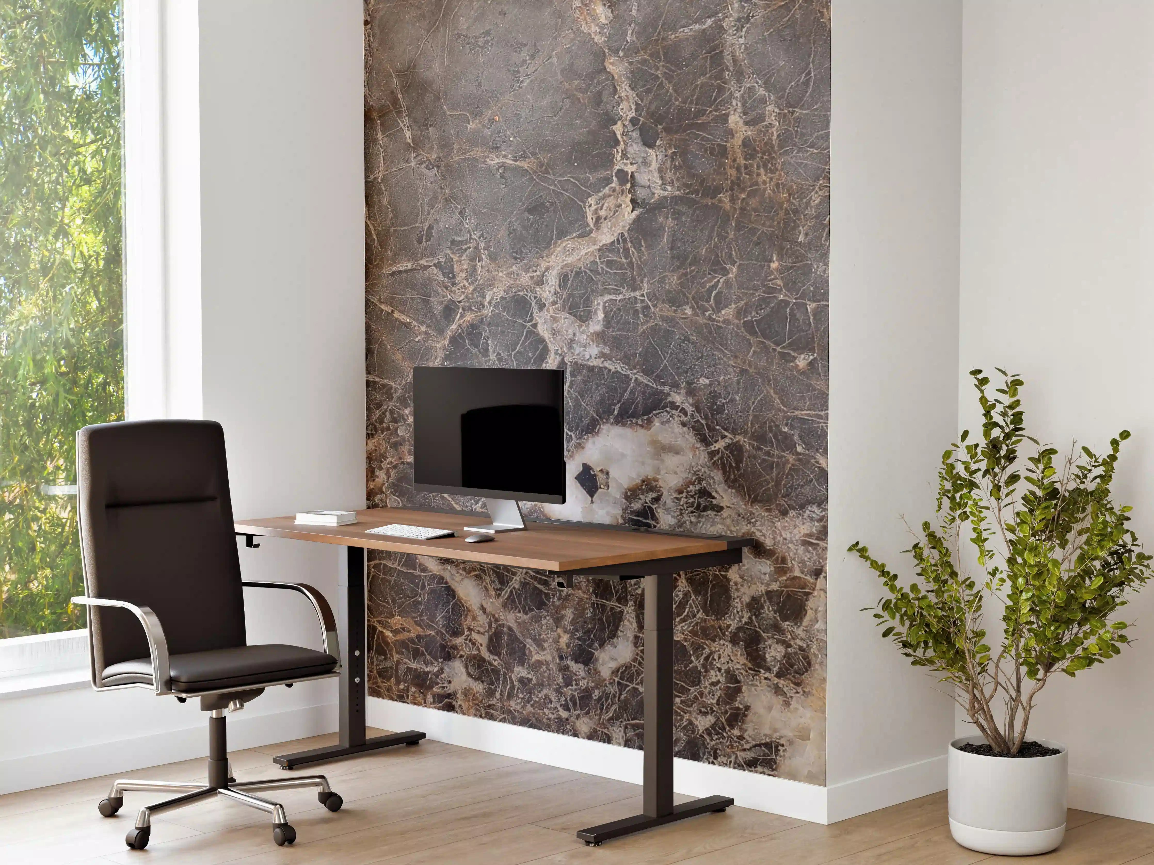 Büro Wandgestaltung - Graubeige Marmorstruktur mit weißen Linien