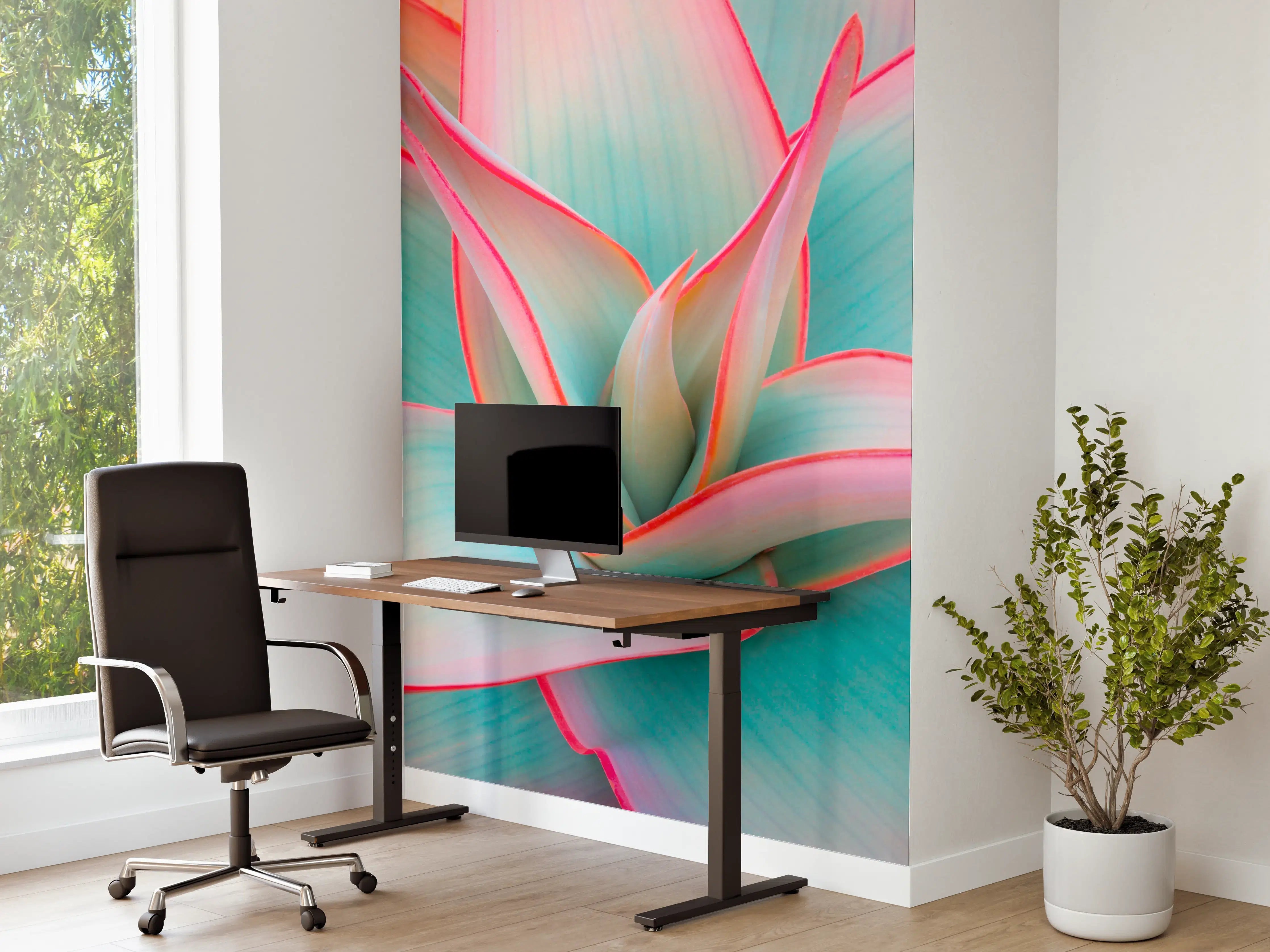 Büro Wandgestaltung - Graue Aloe Vera Eleganz