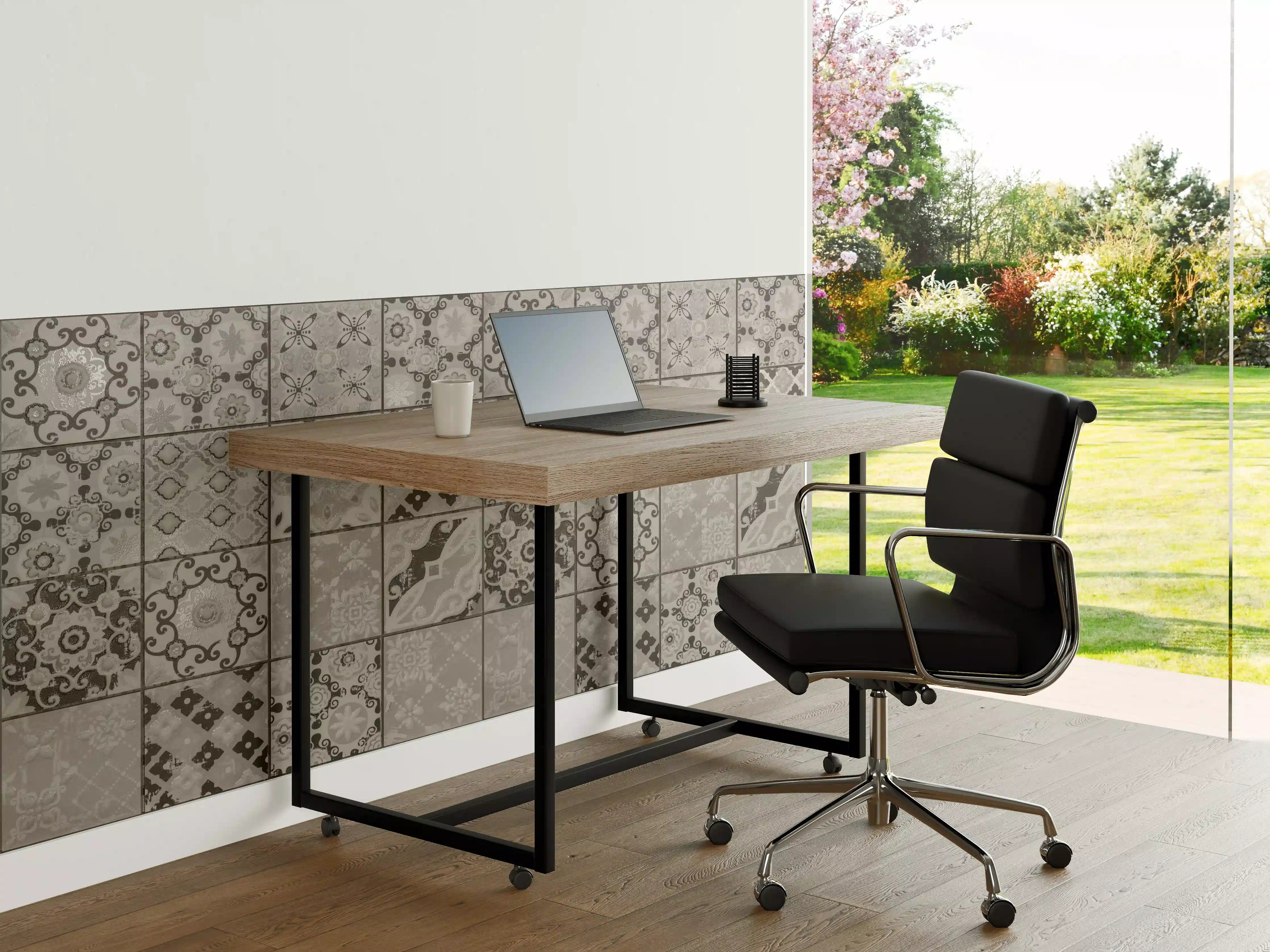 Büro Wandgestaltung - Graue Fliesenmuster