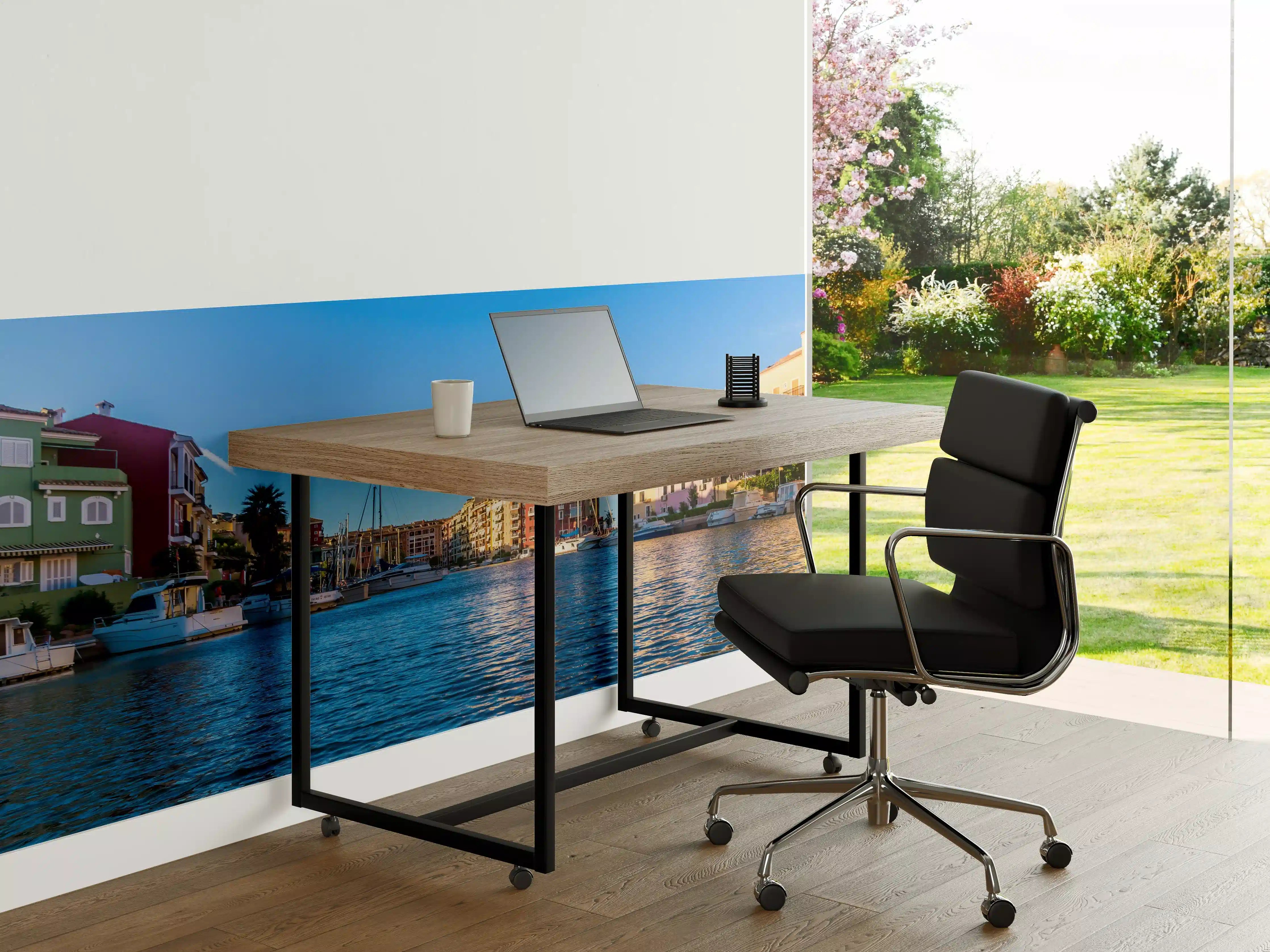 Büro Wandgestaltung - Graue Hafenstille bei Dämmerung