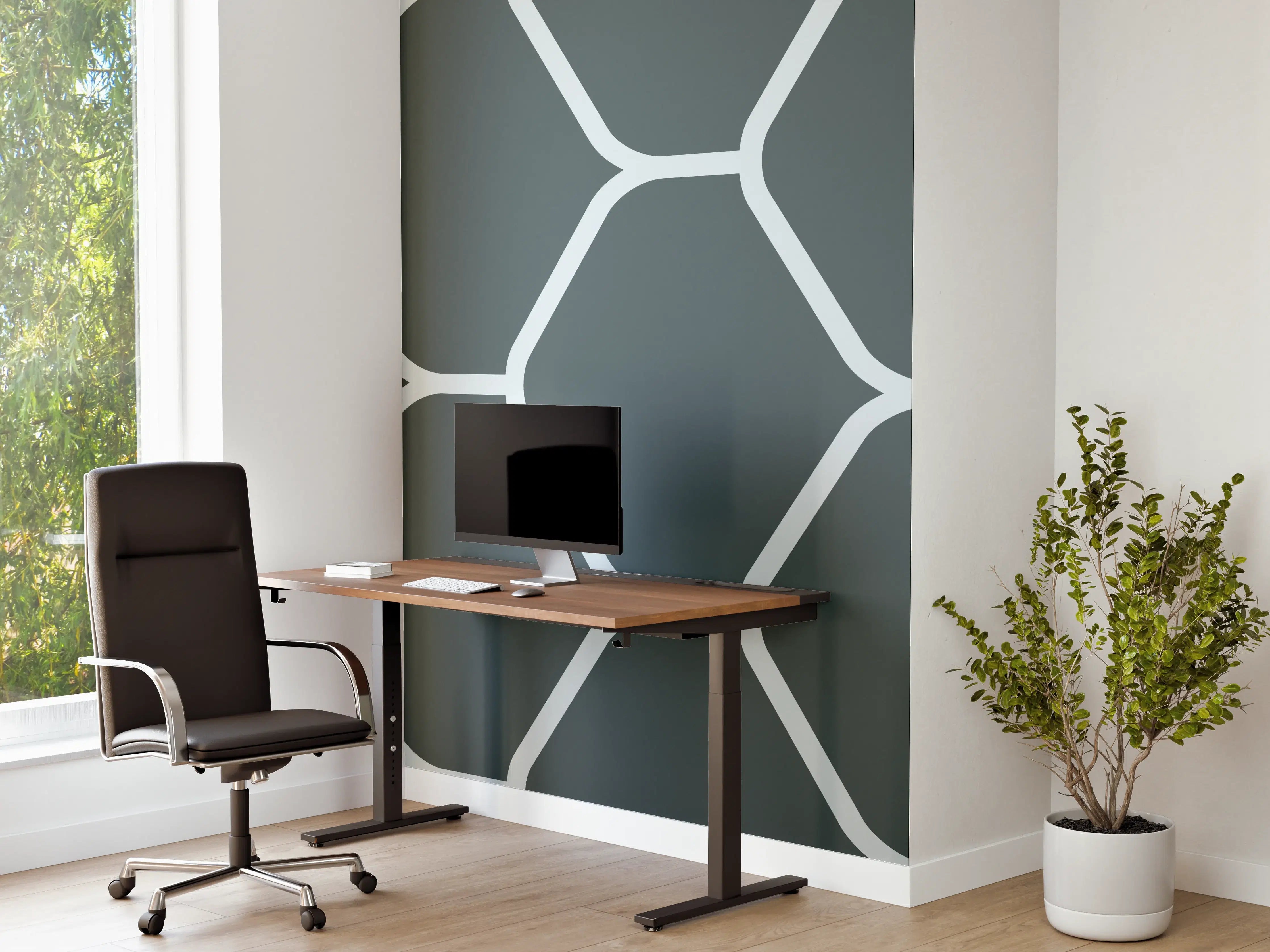 Büro Wandgestaltung - Graue Hexagon-Muster Tapete