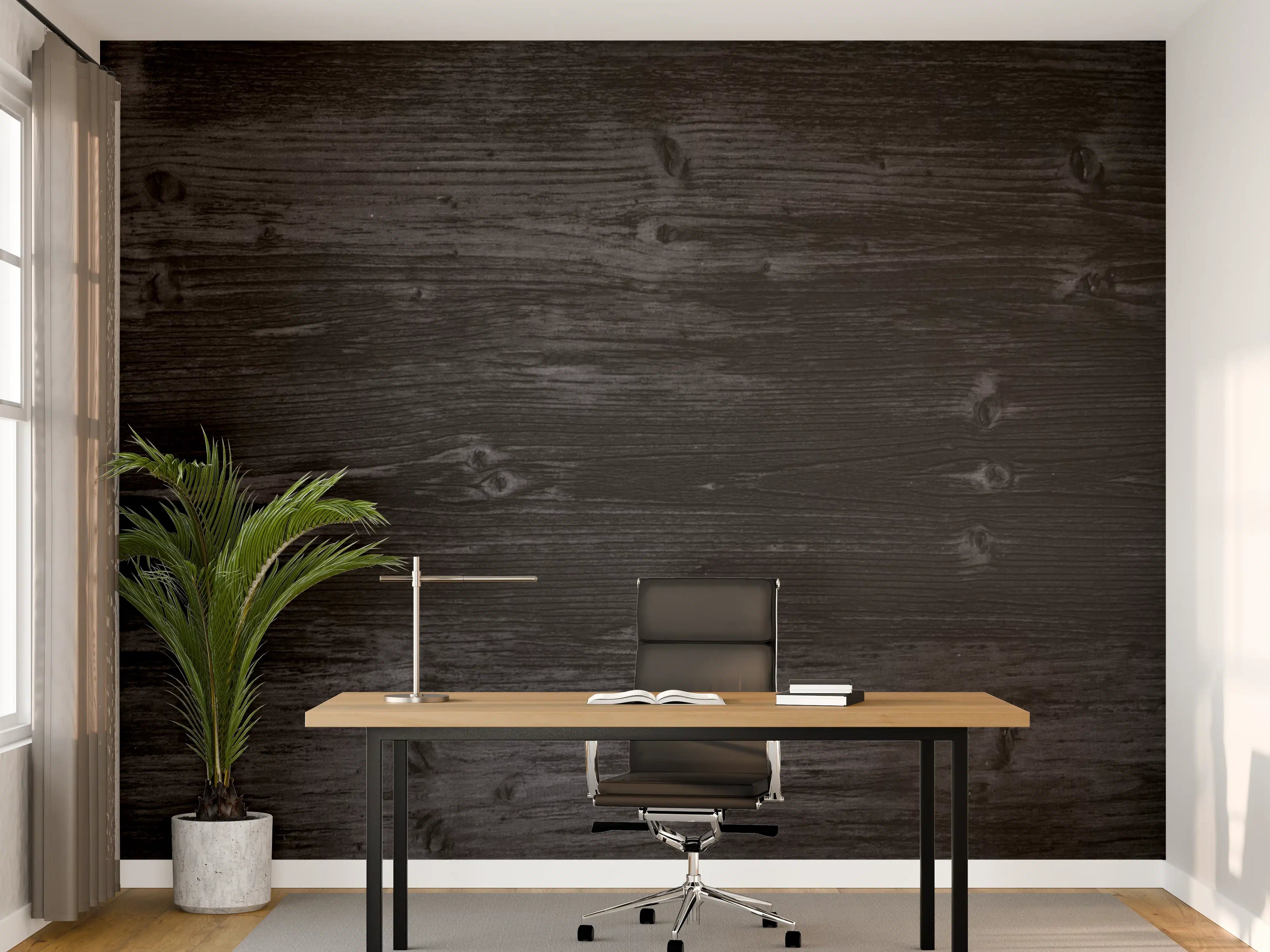 Büro Wandgestaltung - Graue Holzstruktur mit Weißakzenten