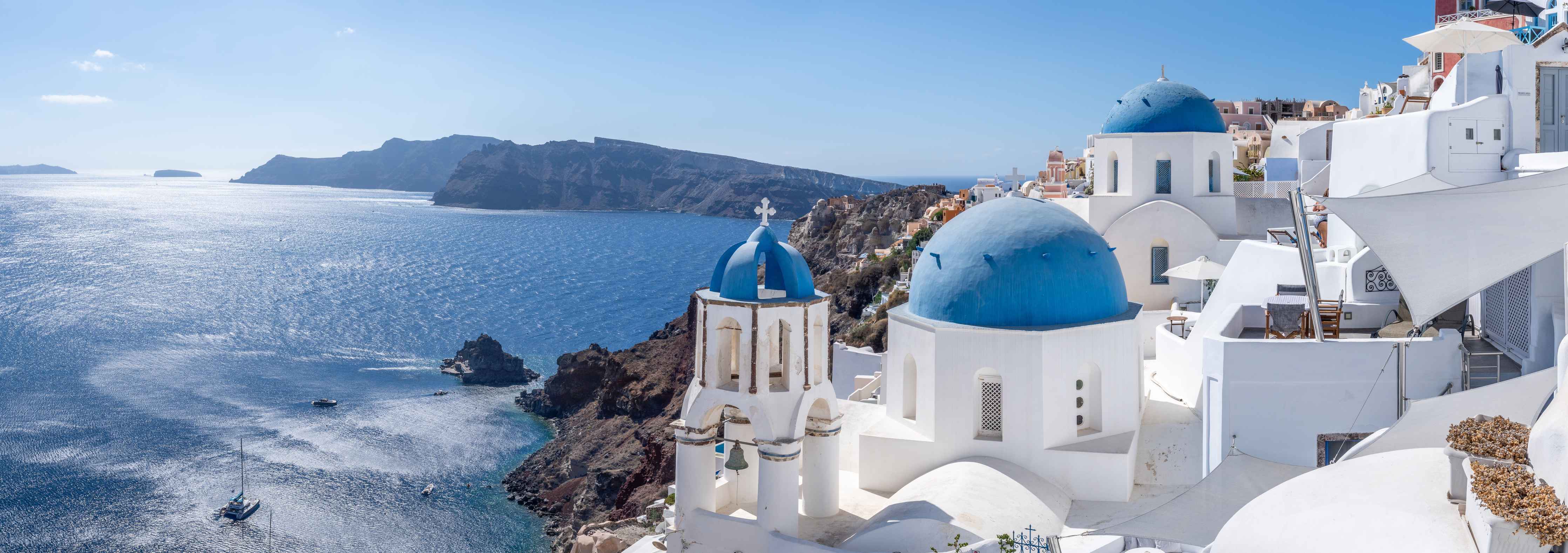 Büro Wandgestaltung-Graue Kuppeln über Santorini